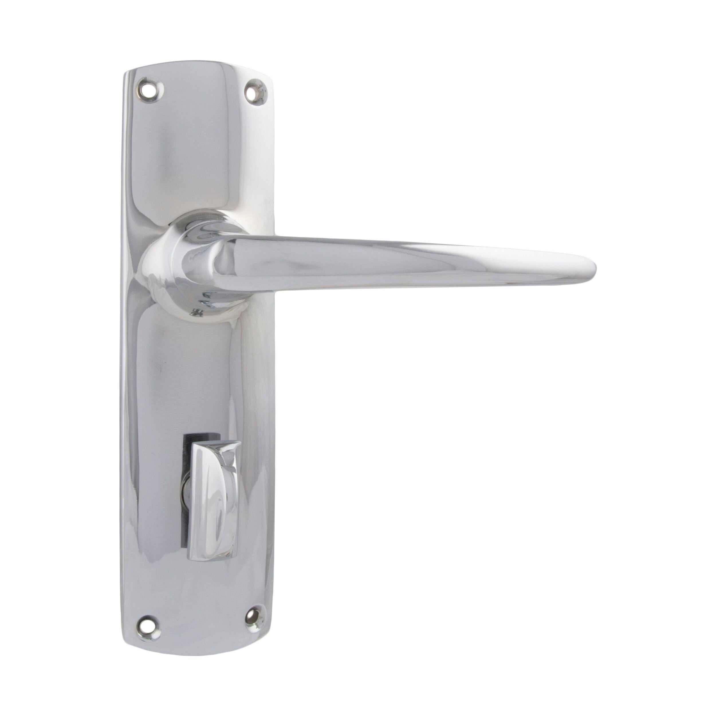 Retro Door Lever Privacy Pair - Chrome Plated (H150xW40xP57mm) for Bedroom, Bathroom & Interior Doors - 0820P Model