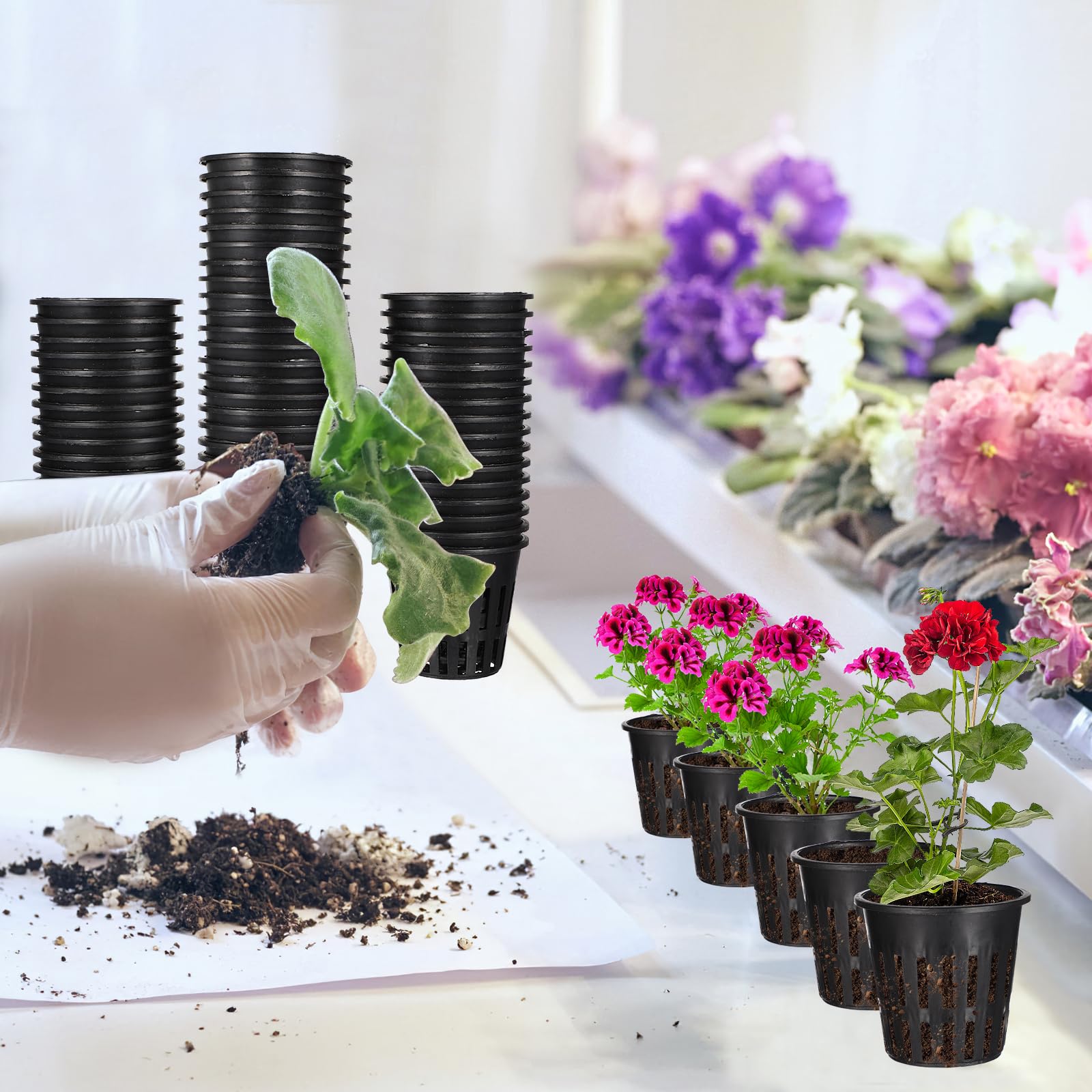Yardwe 40PCS 2 Inch Hydroponic Net Pots - Black Plastic Garden Net Cup Buckets for Hydroponics, Aquaponics & Seed Starting - Perfect for Indoor Herb Gardens, Hydroponic Systems & DIY Planters