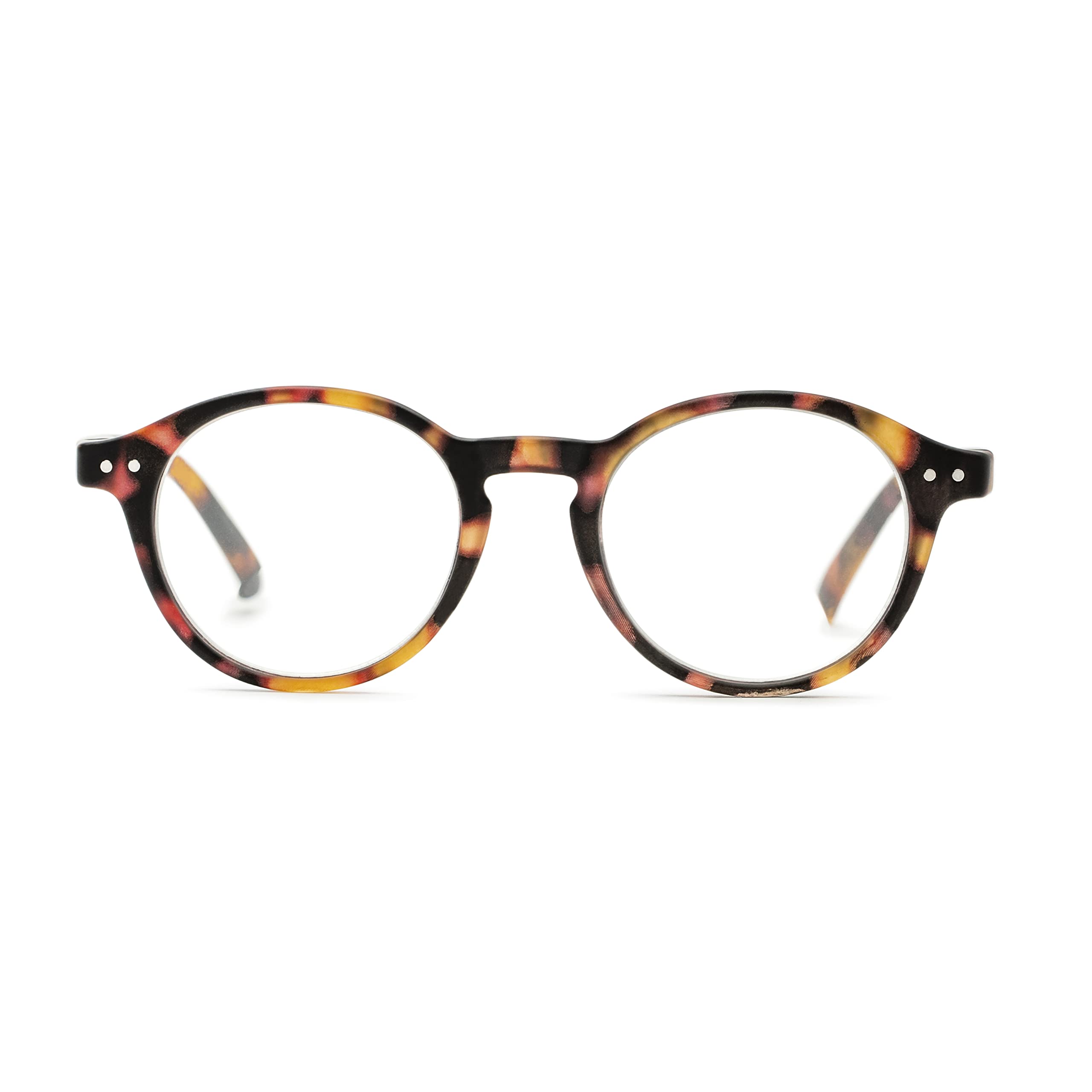 Foster Grant Everett Pop of Power Bifocal Blue Light Blocking Round Reading Glasses for Men & Women - Computer, Office & Screen Use