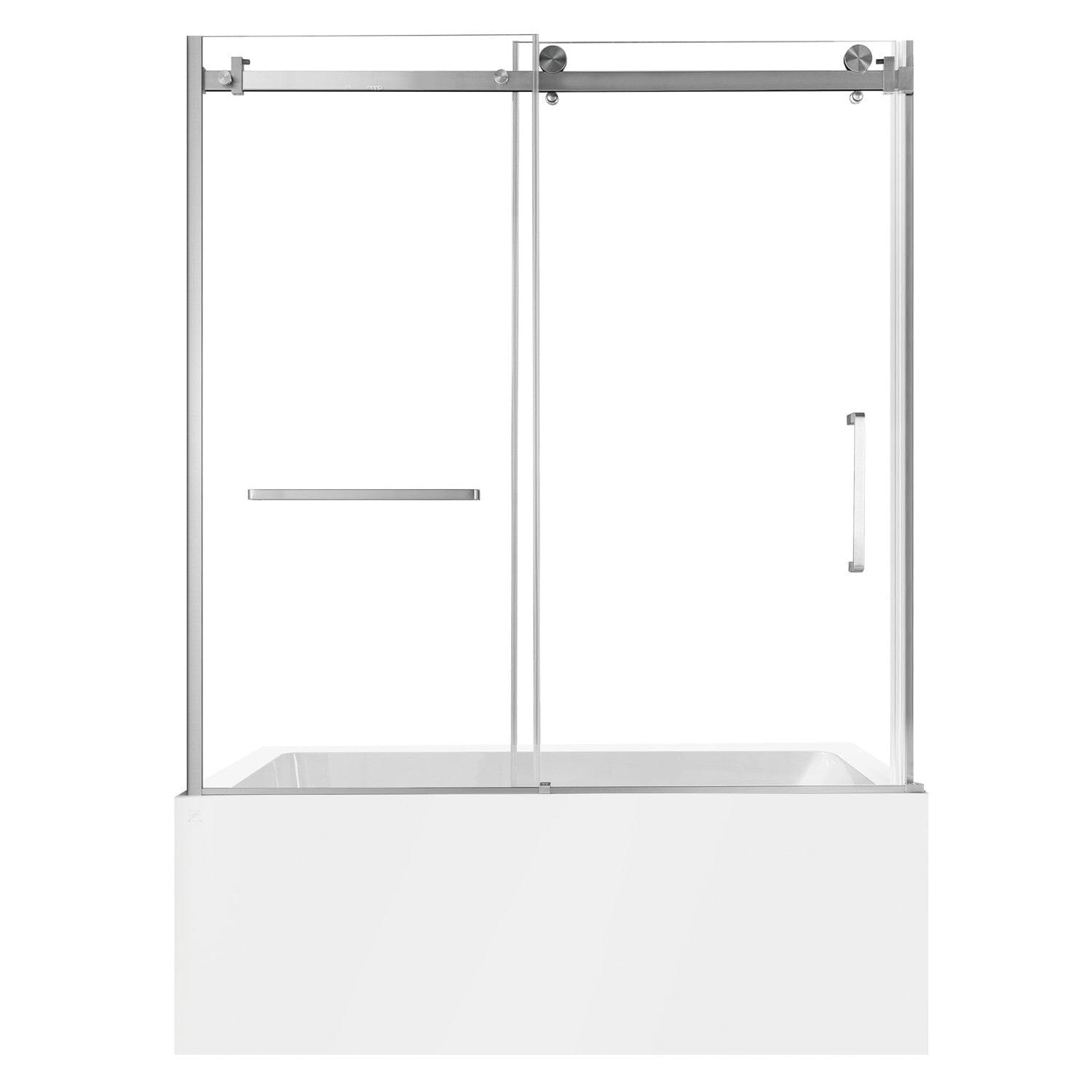 60 Inch Acrylic Rectangular 3-Wall Alcove Bathtub with Sliding Door - Left Hand Drain - Perfect for Small Bathrooms & Modern Home Spa Experience