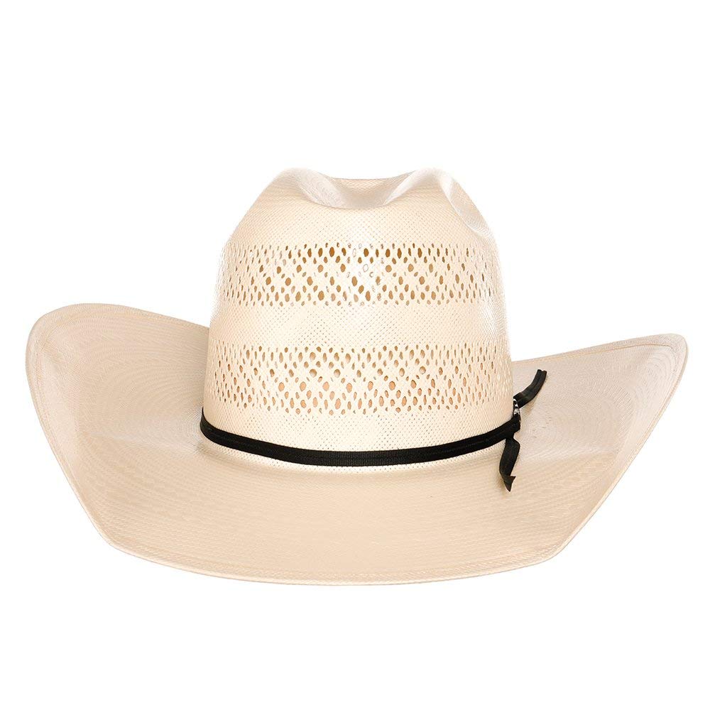 American Hat Company Two Row Fancy Vent Ivory Straw Hat with 4 1/4