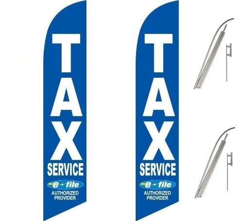 Two Full Sleeve Swooper Flags with Poles & Spikes - Blue & White - Perfect for Patriotic Events, Parades, and Outdoor Decorations