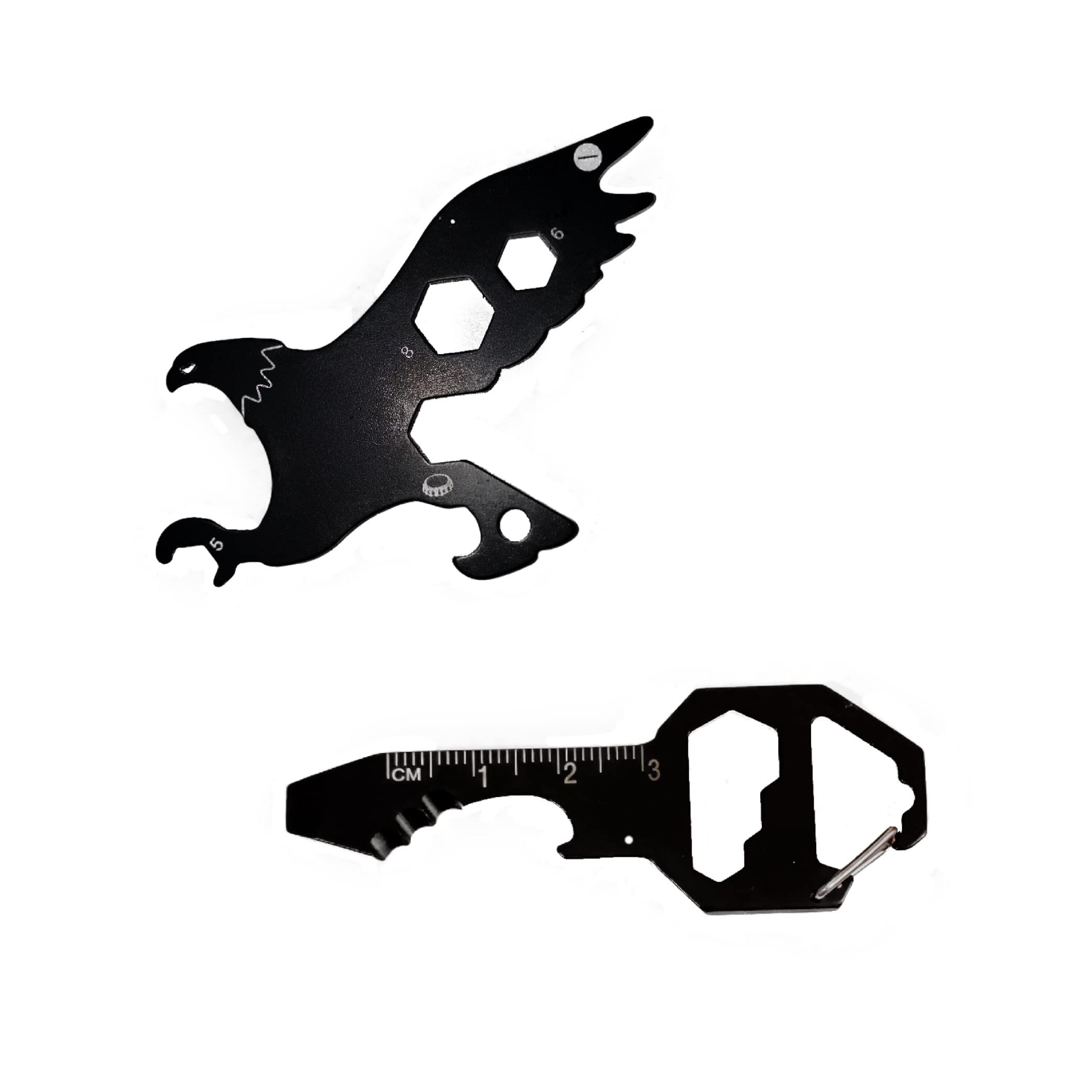 PMR-EXPORTS | 2-Pack Eagle & Key Multitool Keychain Set - Compact 5-in-1 Survival Tool for Men, Women, Teens - Charcoal Gray (5x5x0.25 in) - Perfect for EDC, Outdoor Adventures, Emergency Preparedness & Self Defense