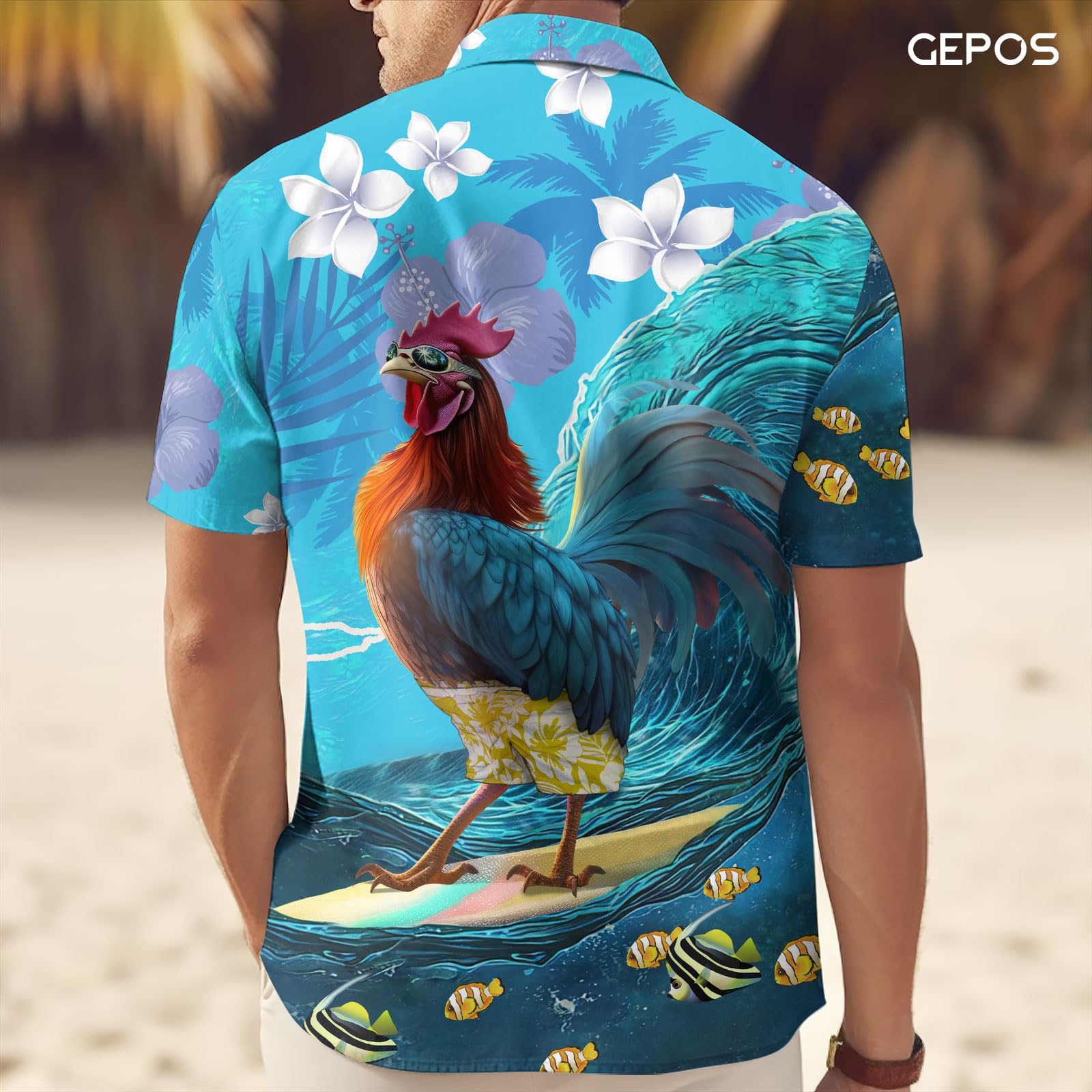Farm Animal Button Up Shirt for Men - Tropical Hawaiian Shirt with Animal Print, Breathable Summer Casual Shirt, Unisex Vacation Wear - Perfect for Beach Parties, Luau Events & Birthday Gifts