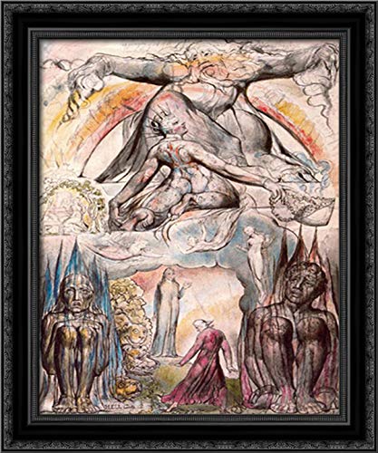 William Blake Framed Canvas Art - Dante's Divine Comedy Hell Illustration 20x24 Inch, Black Ornate Wood Frame | Gothic Home Decor, Office Wall Art, Literary Gift for Book Lovers