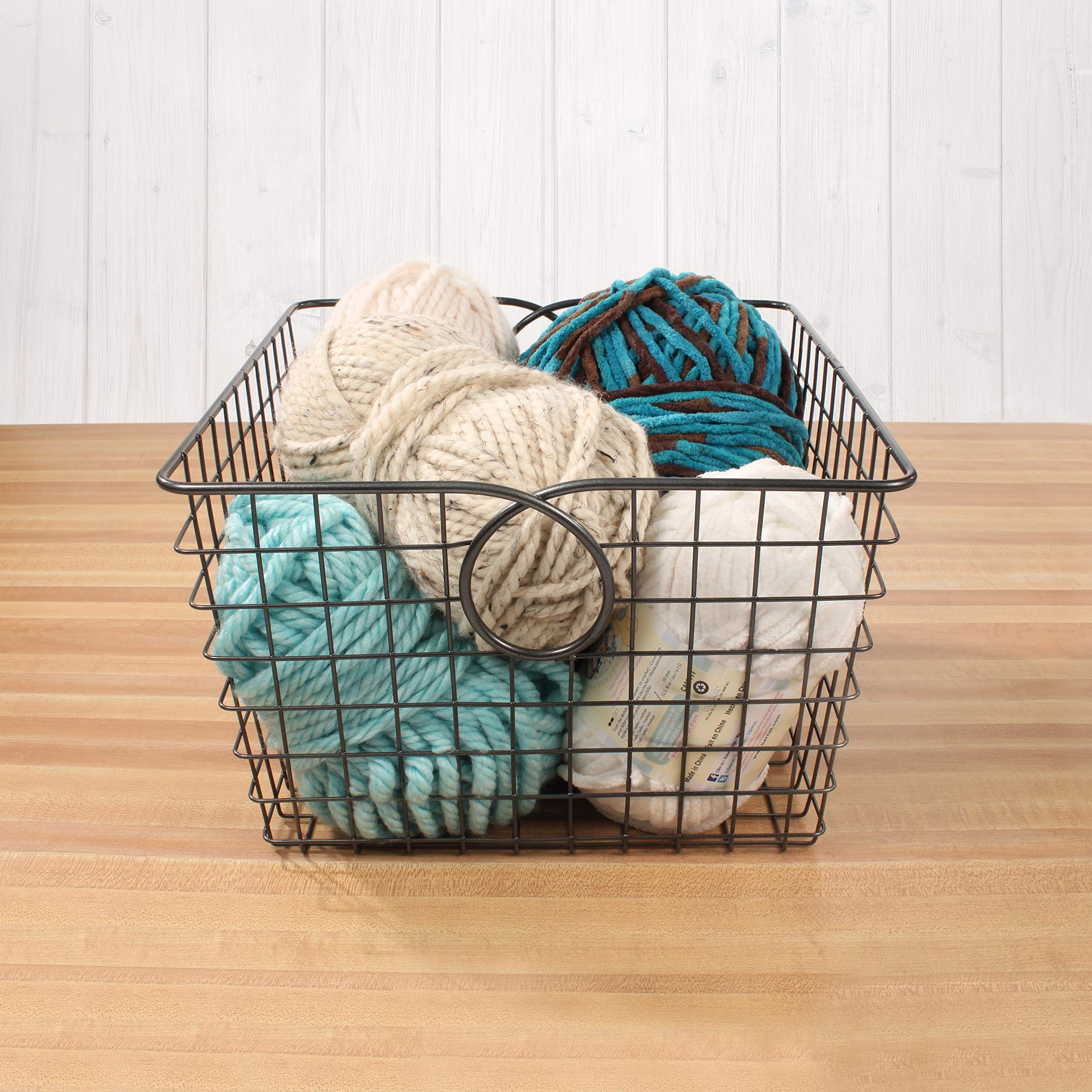 Spectrum Teardrop Wire Large Basket in Industrial Gray - Versatile Storage Bin for Bathroom, Closet, Pantry & Kitchen Organization | Perfect for Under Sink Storage, Toy Organization & Nursery Décor