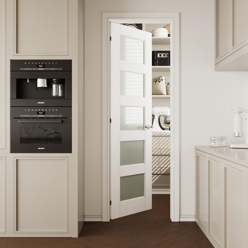 Pre-Assembled Frosted Glass Interior Slab Shaker Door - 24