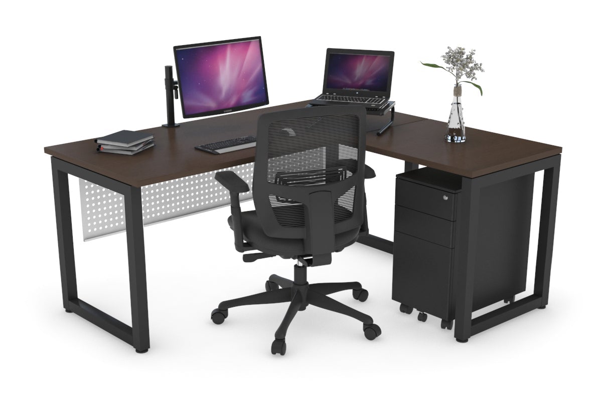 Quadro Loop Legs L-Shaped Corner Office Desk - 1800L x 1450W Dimensions, Ergonomic Home & Business Workspace Solution for Computer, Laptop, and Office Setup