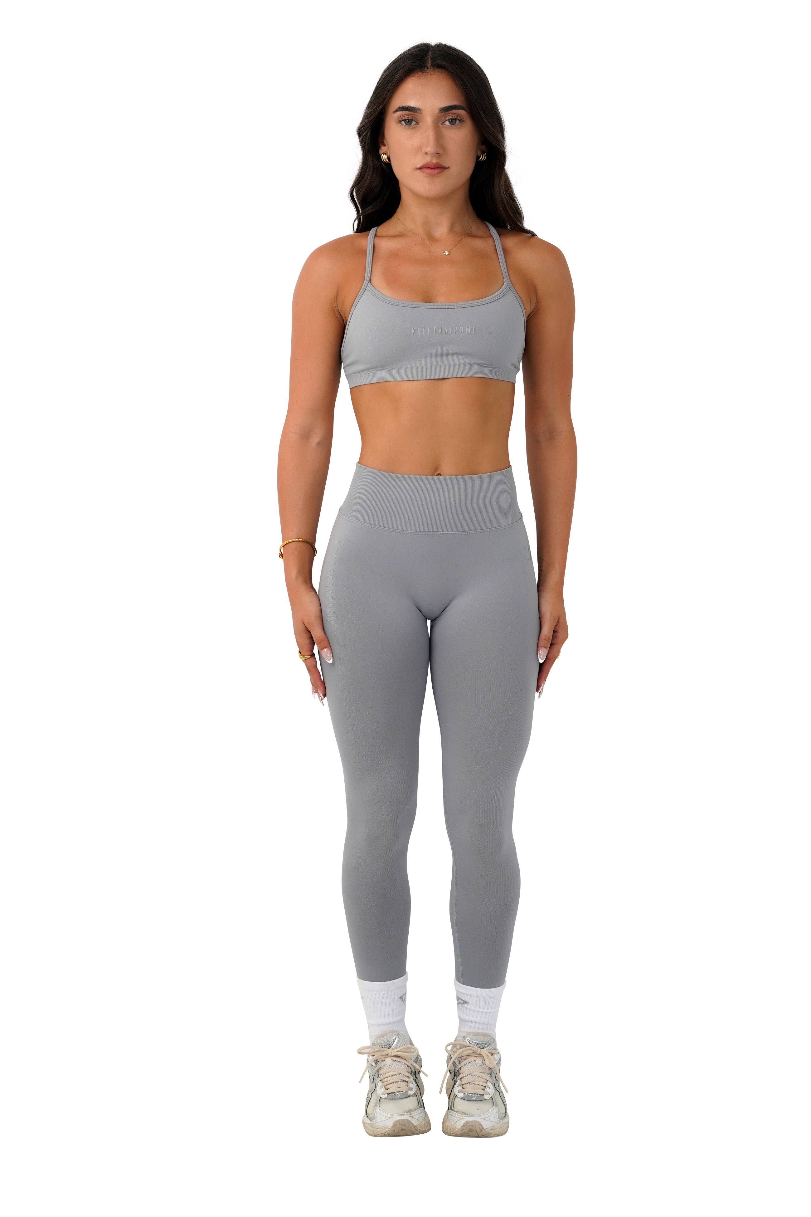 LJ V Back Scrunch Legging for Women - High Waisted Yoga Pants, Light Grey - Perfect for Workouts, Running, Gym & Lounge Wear
