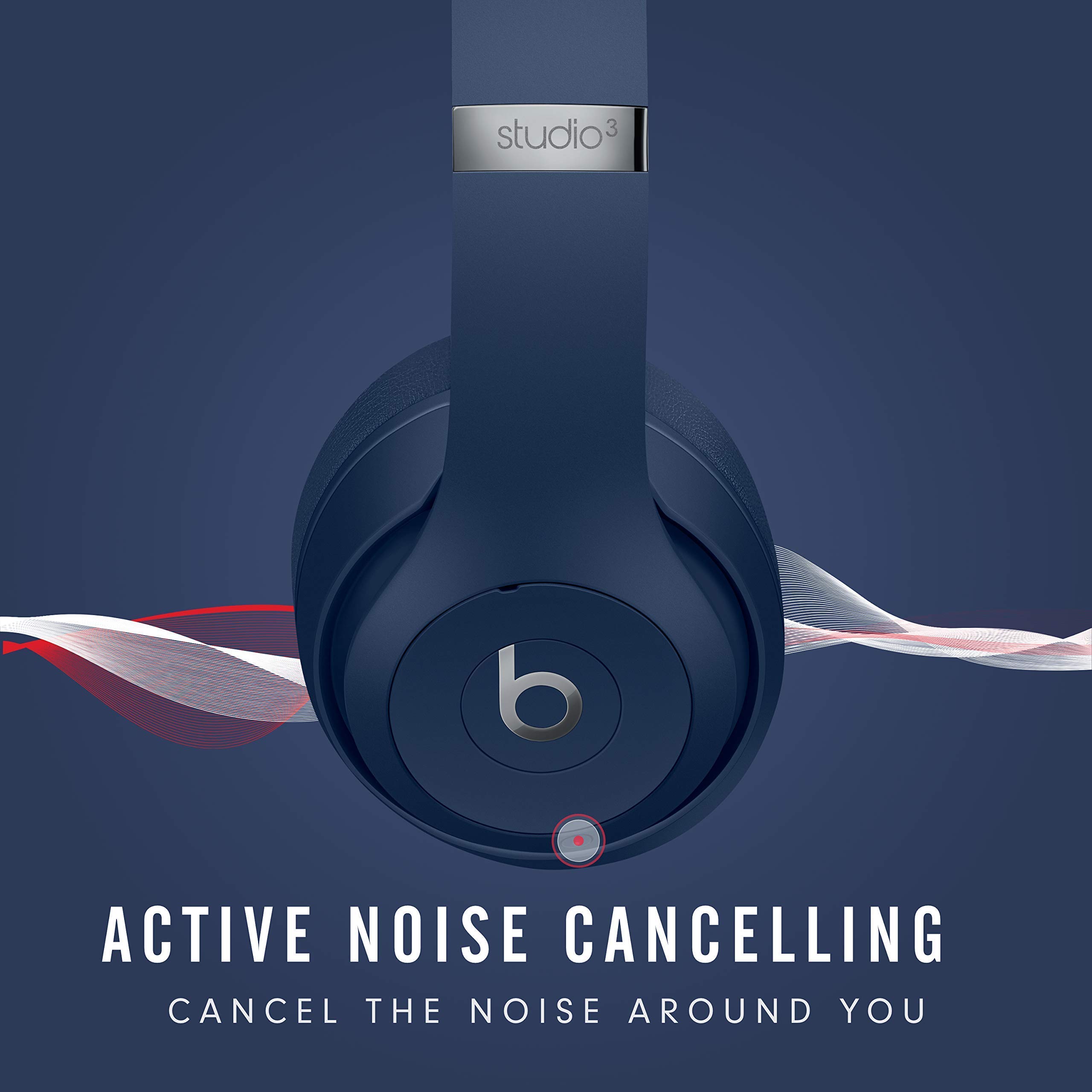 Beats Studio3 Wireless Bluetooth Headphones - Blue/Core (Renewed) | Noise Cancelling Over-Ear Headset with Apple W1 Chip, 22-Hour Battery Life | Perfect for Travel, Workouts & Music Lovers
