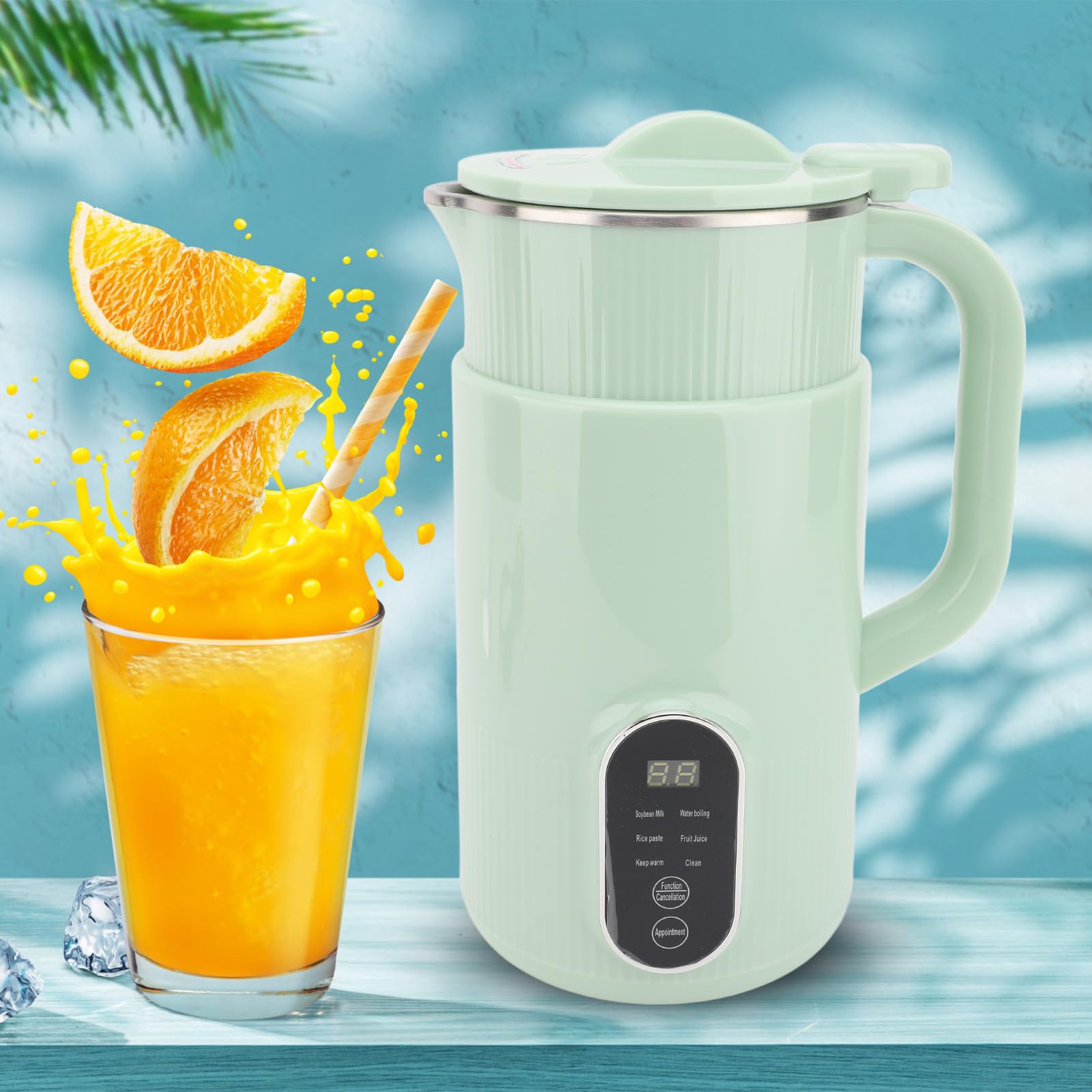 TOPINCN Soy Nut Milk Maker with Stainless Steel Blades - Fast Homemade Plant-Based Milk Machine for Smooth & Creamy Almond, Soy, Oat Drinks - Includes Filter Bags (Green) - Perfect for Vegan Breakfast, Healthy Snacks & Family Nutrition