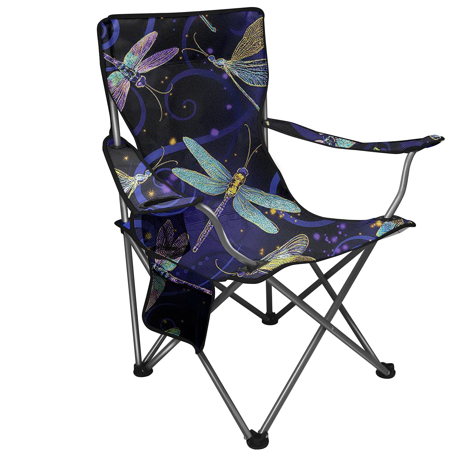 Jeiento Dragonfly Folding Beach Chair - Portable Lightweight Camping Chair for Women, Girls, Outdoor Activities, Travel, Fishing, BBQ, Picnic & Hiking - Perfect for Beach, Park, Backyard & Camping Trips
