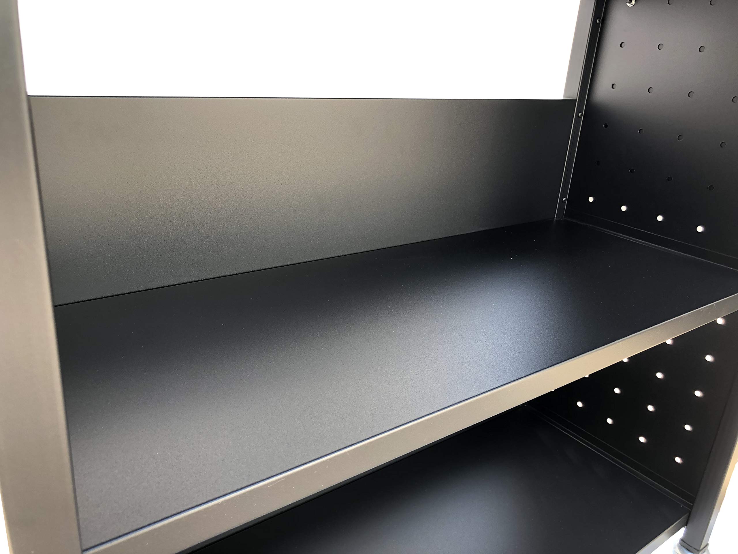 Workington Rolling Book Truck with 3 Flat Shelves - Mobile Library Book Cart with Swivel Locking Casters (3001 Black) - Perfect for Libraries, Schools, and Office Storage