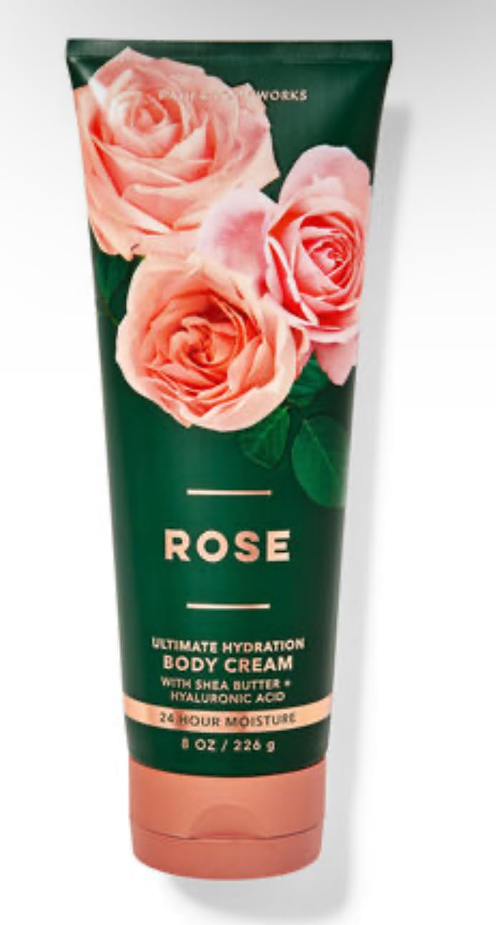 White Barn Bath & Body Works 3-Piece Gift Set - Rose Scented Body Spray, Moisturizing Cream & Shower Gel - Full Size Luxury Skincare Bundle with Hello Gorgeous Gift Bag - Perfect for Birthdays, Anniversaries & Self-Care Pampering
