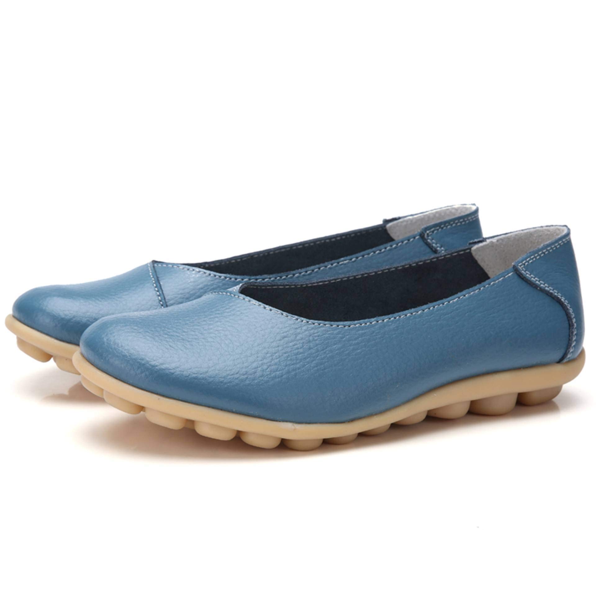 Women's Slip-On Ballet Flats - Comfortable Round Toe Spring Shoes for Work & Walking - Soft Rubber Sole - Available in Big Sizes - Perfect for Office, Travel & Casual Wear