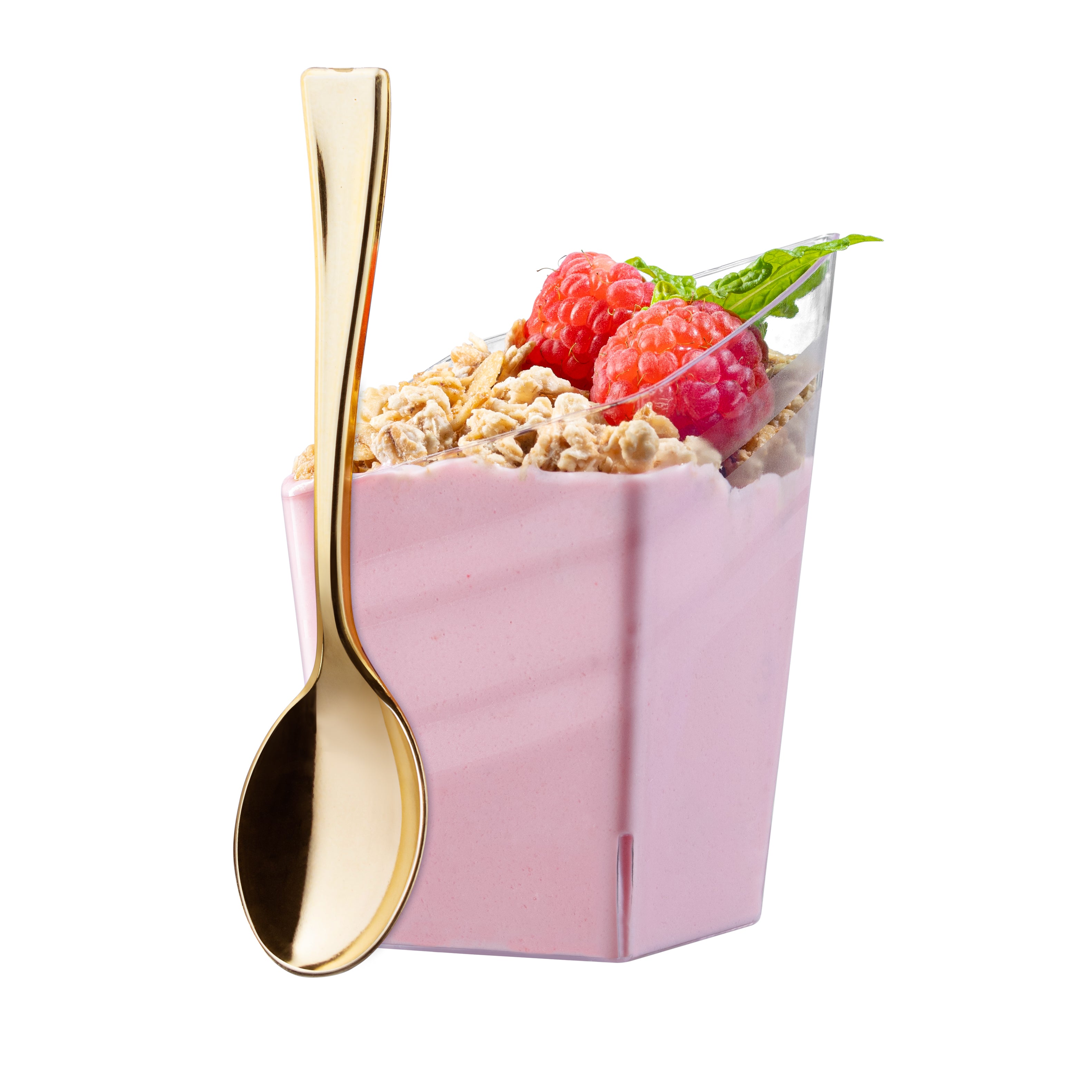 4 Inch Mini Gold Plastic Tasting Spoons - 24 Pack Small Sampling Spoons for Ice Cream, Desserts, Coffee Tasting, Parties & Catering Events