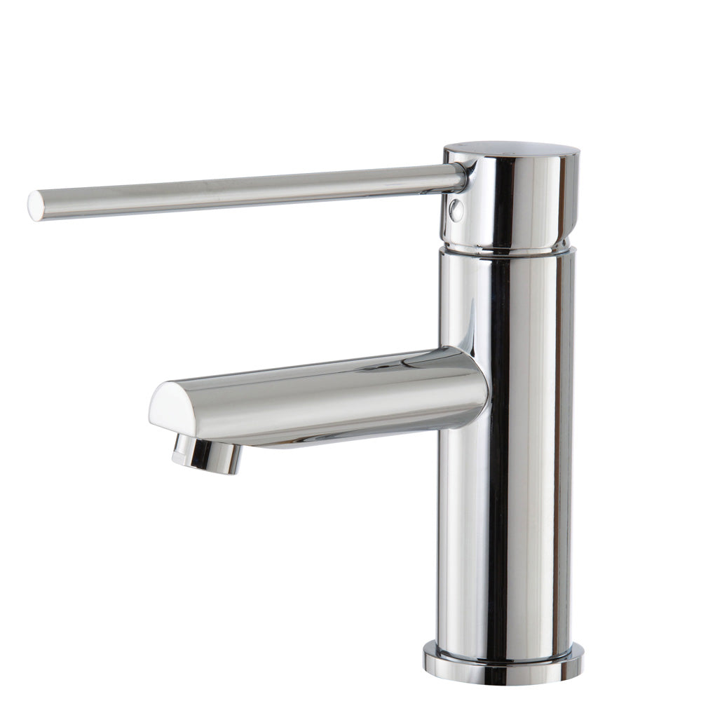 Fienza 213109D Isabella Care Chrome Basin Mixer Tap - Modern Bathroom Faucet for Sink, Single Handle Waterfall Spout, Brushed Nickel Finish - Perfect for Home, Hotel, and Commercial Use