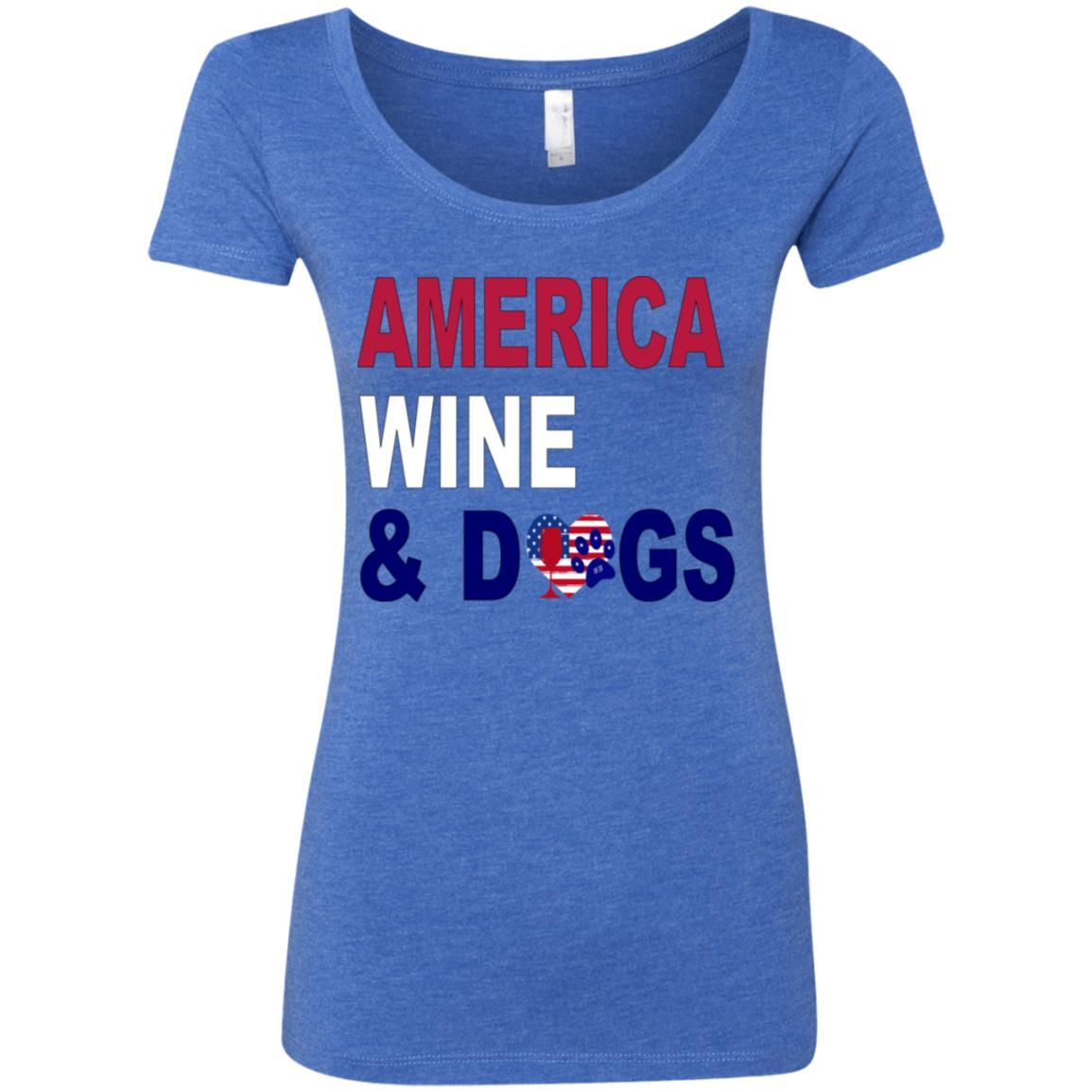 WineyBitches.Co America Funny Wine and Dog Lovers T-Shirt - Soft Tri-Blend Scoop Neck Tee for Women | Perfect for Wine Tasting, Dog Parks & Girls Night Out