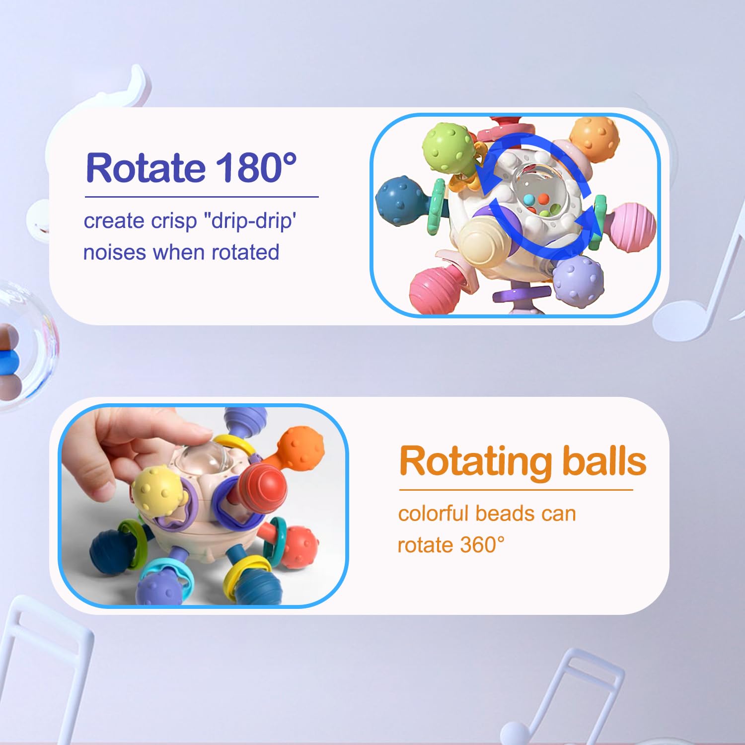 Montessori Baby Teething Toys - Sensory Developmental Learning Toys for Newborns 0-18 Months | Chewable Rattle Ball for Infants | Perfect Gift for Baby Girls & Boys (White) - Ideal for Soothing Gums & Early Learning Playtime