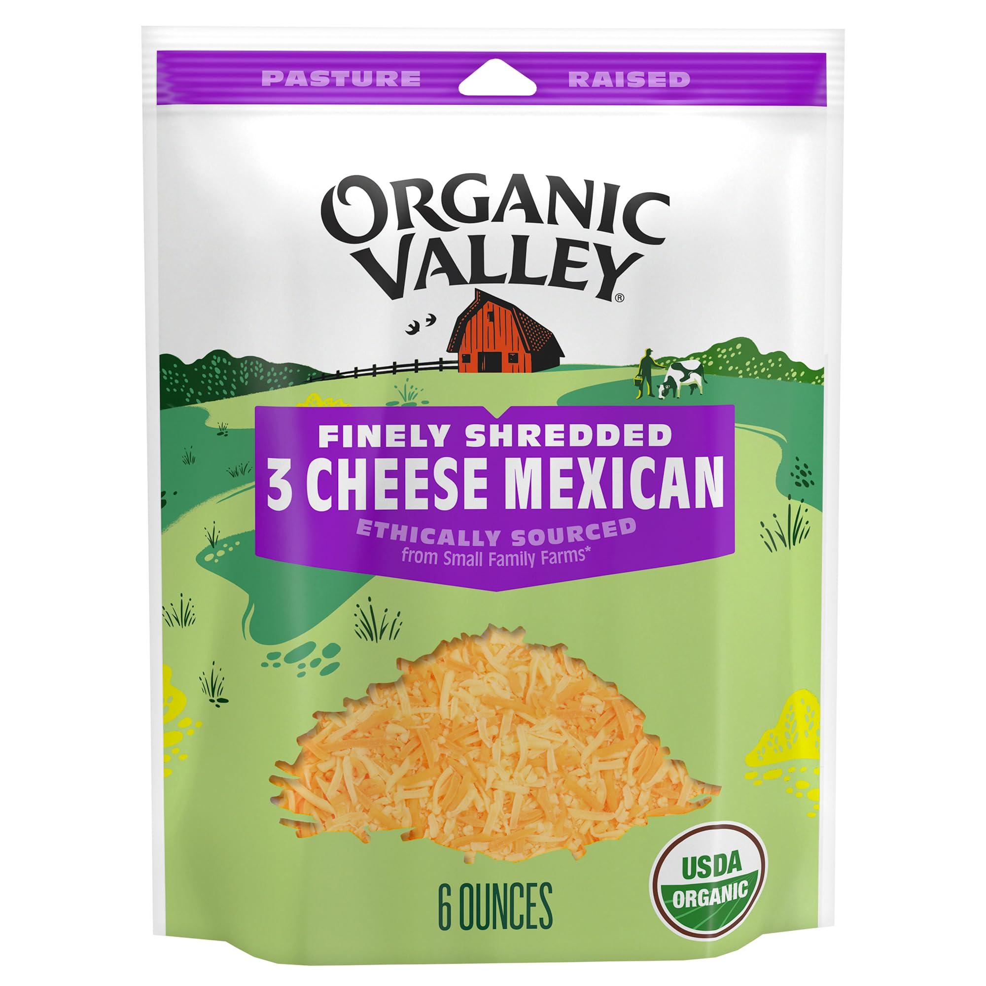 Organic Valley 3 Cheese Organic Finely Shredded Mexican Cheese Blend - Authentic Blend for Tacos, Nachos & Quesadillas - Premium Quality, Gluten-Free, Non-GMO - Perfect for Family Dinners & Mexican Cuisine