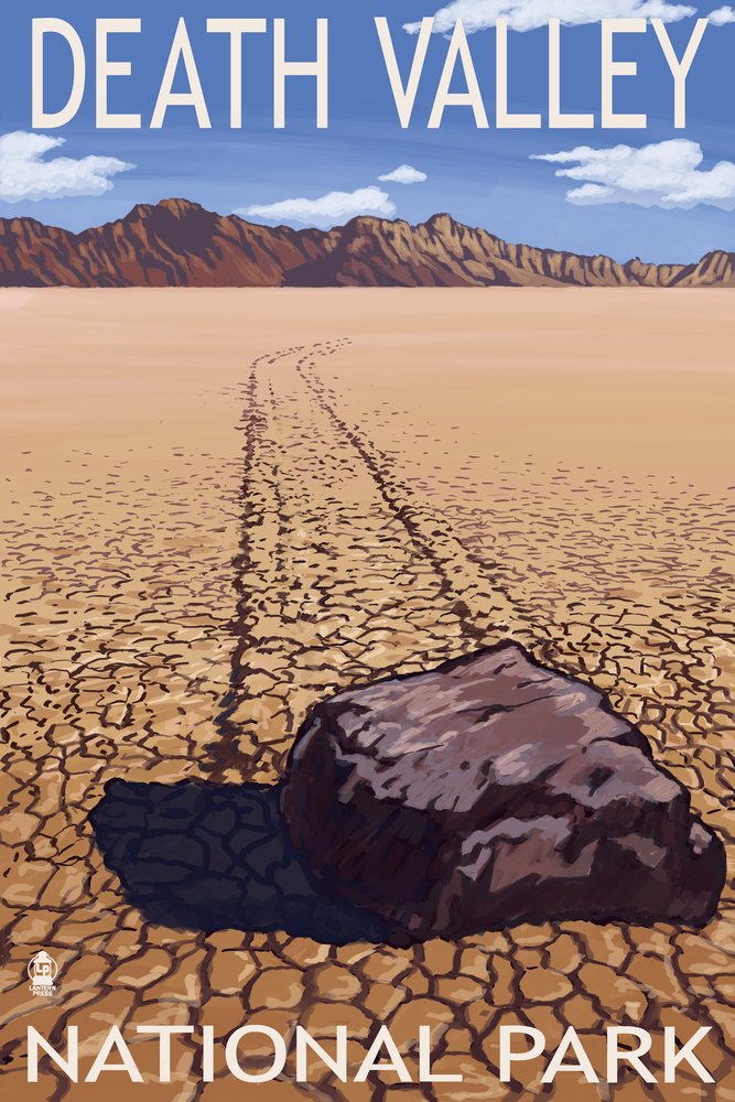 Death Valley National Park California Moving Rocks 24x36 Signed Art Print - Premium Wall Decor Poster for Living Room, Office & Home Decoration