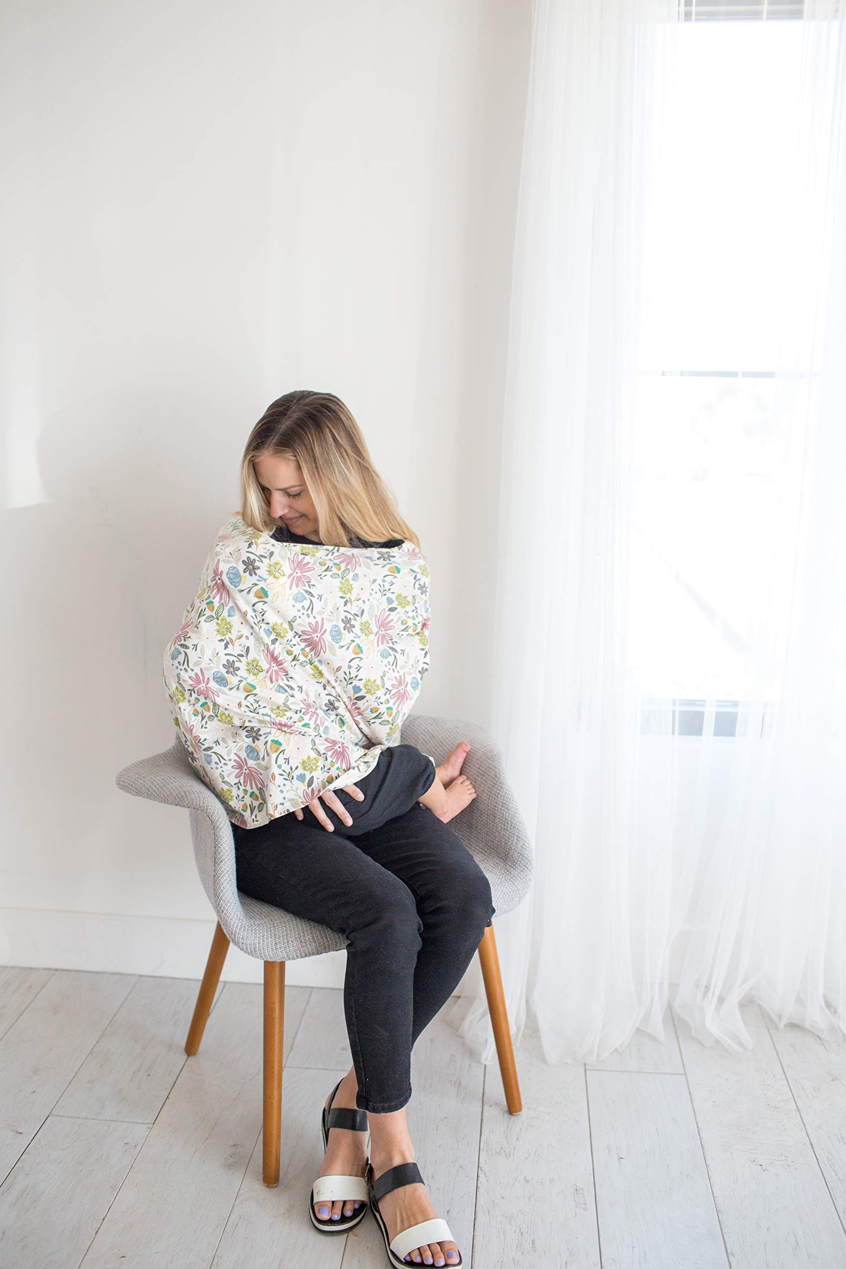 Copper Pearl Baby Car Seat Cover & Nursing Cover - Stretchy 5-in-1 Multi-Use Canopy for Infants (Olive, 4.8 oz) | Perfect for Travel, Breastfeeding & Outdoor Protection