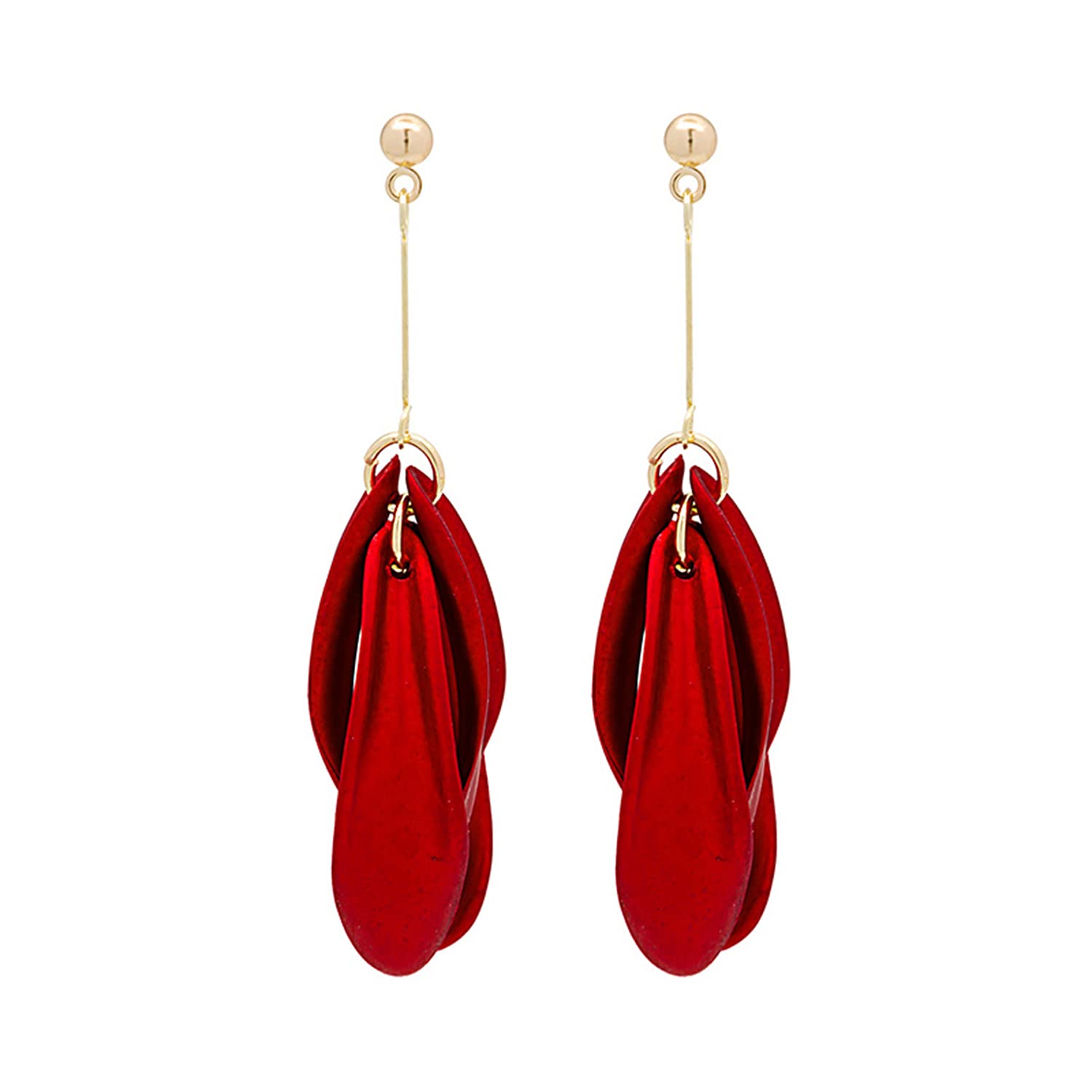 Long Rose Petal Dangle Earrings - Fashion Boho Acrylic Flower Statement Earrings for Women - Large Resin Floral Jewelry for Parties, Weddings & Date Nights