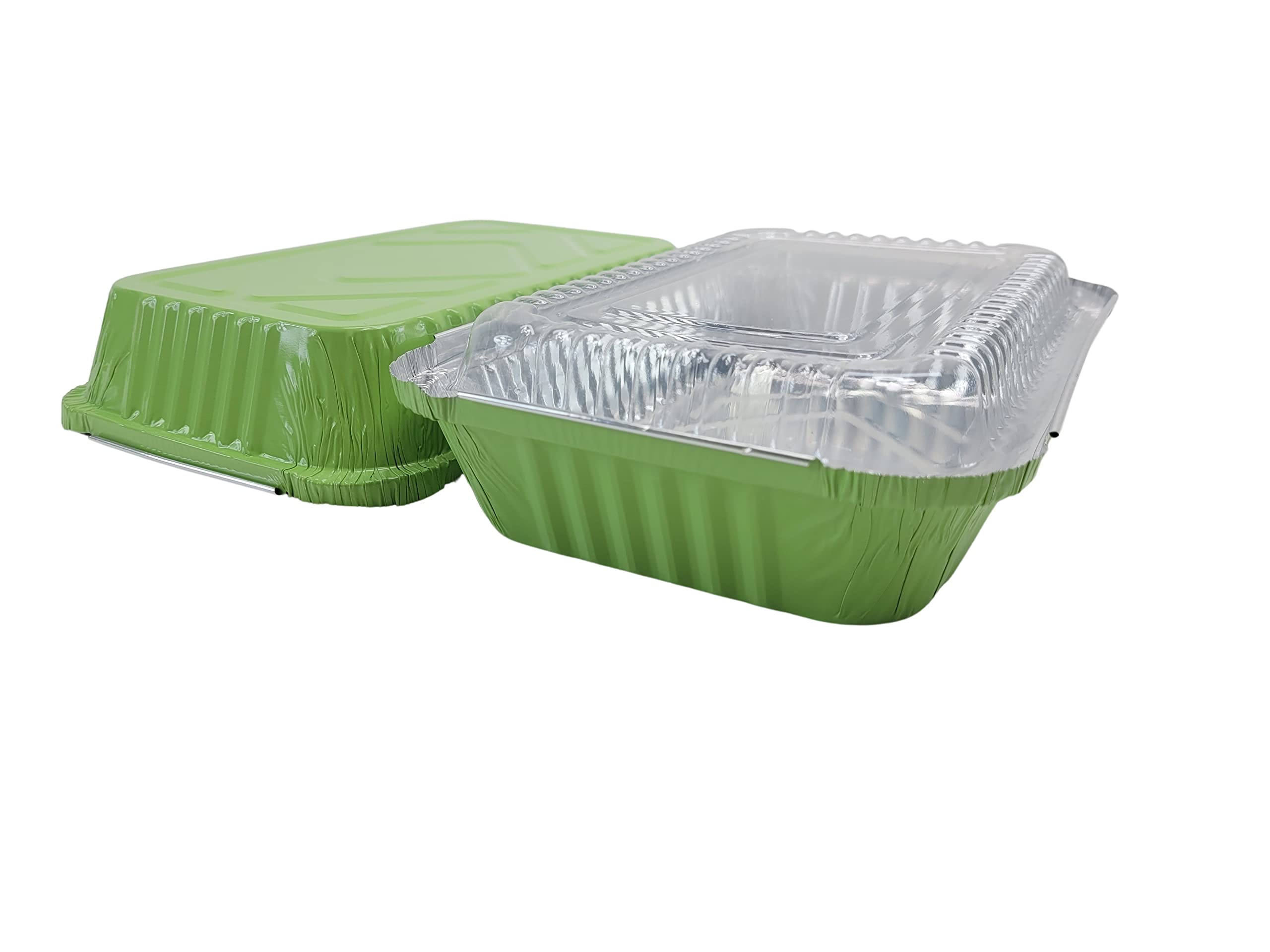 KitchenDance 1.5 LB Aluminum Foil Oblong Pans with Plastic Lids - Durable Shallow Disposable Foil Containers for Cooking, Baking, Freezing & Food Storage - Perfect for Restaurants, Catering, Meal Prep & Home Kitchens (6417P)