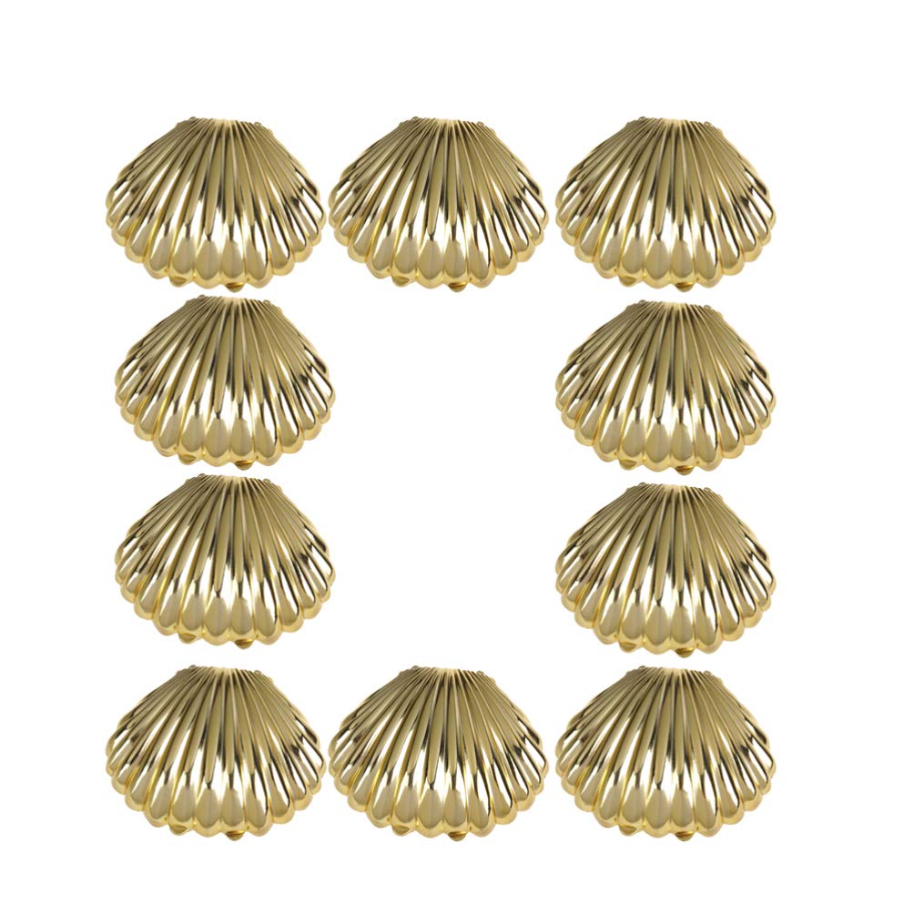 10PCS Golden Plastic Mini Sea Shell Candy Boxes for Wedding Party Decorations - Elegant Treat Storage Boxes for Beach Themed Events, Baby Showers & Birthday Parties