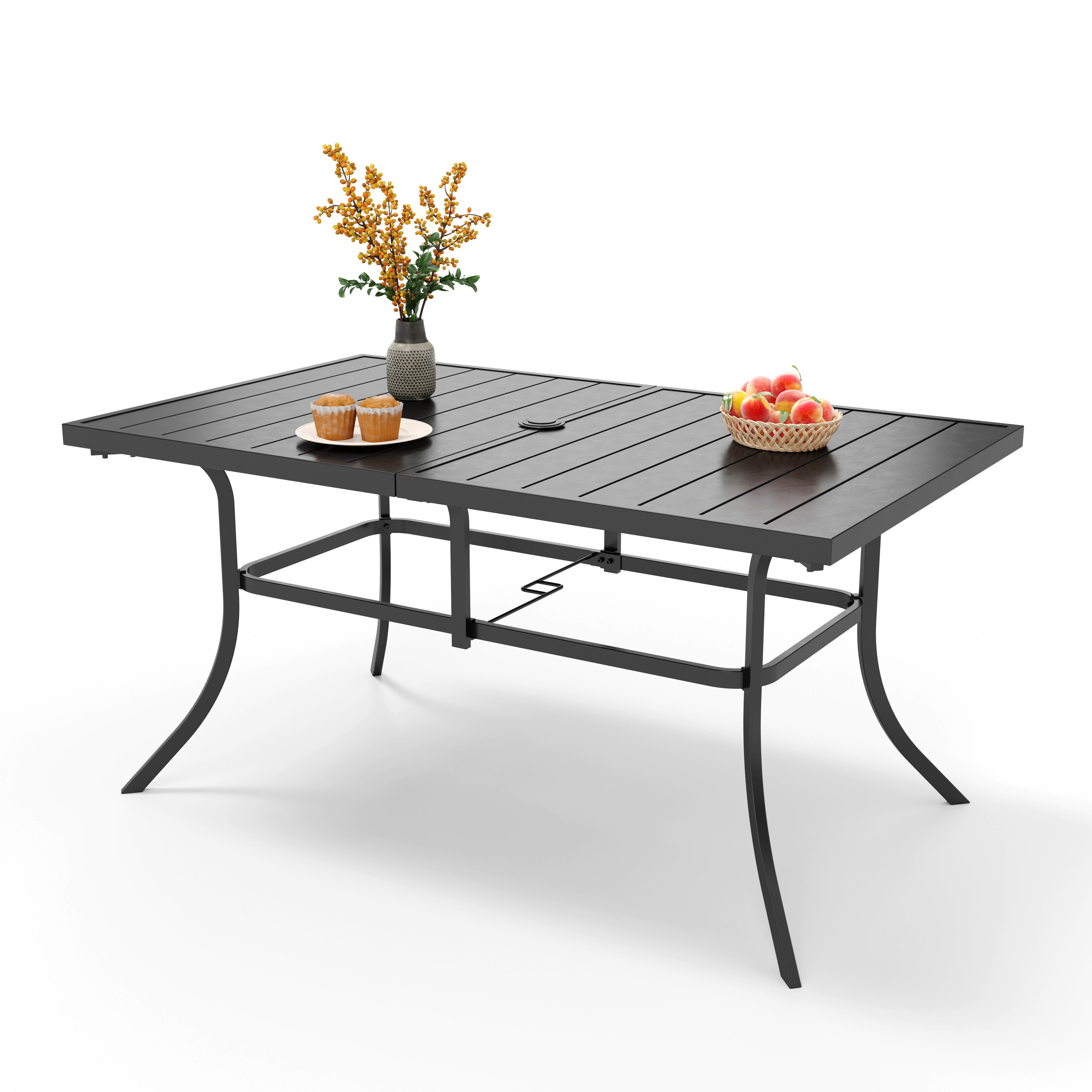 PHI VILLA 8-Piece Outdoor Patio Dining Set with 13ft Umbrella, Wicker Rattan Chairs & Durable Steel Table - Perfect for Backyard, Garden, Poolside & Outdoor Entertaining