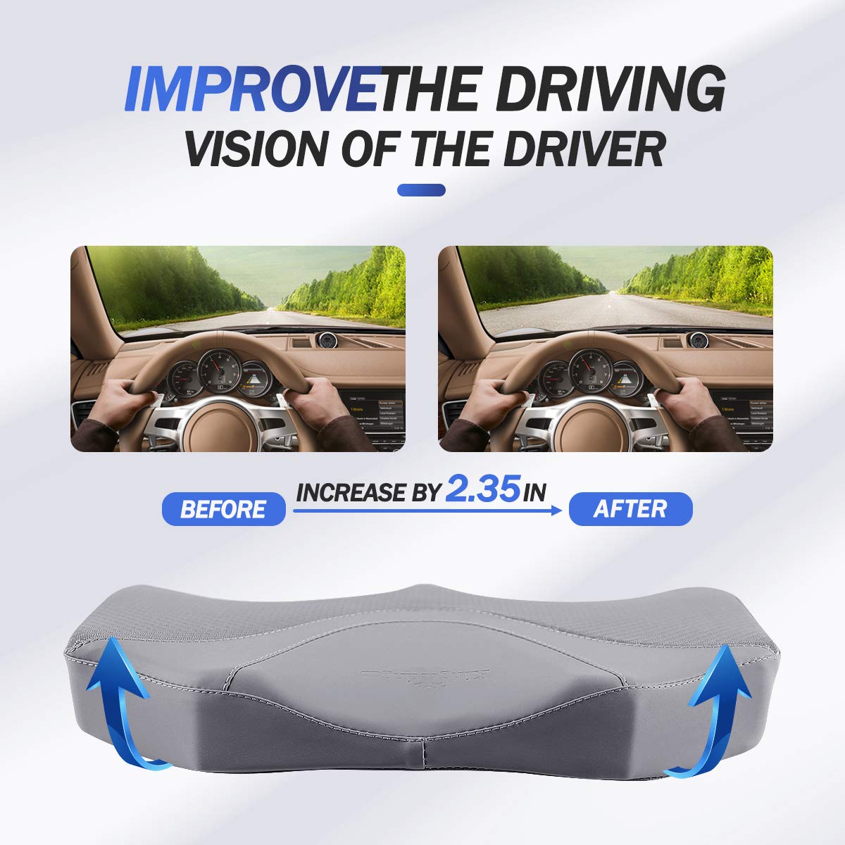 **Orthopedic Car Seat Cushion for Sciatica & Tailbone Pain Relief - Height Booster for Short Drivers - Universal Fit for Car, Truck, Office Chair & Wheelchair - Comfortable Driving & Long Sitting Support**    *(Perfect for Commuting, Road Trips, Office Work & Wheelchair Use - Reduces Back Pain & Improves Posture)*
