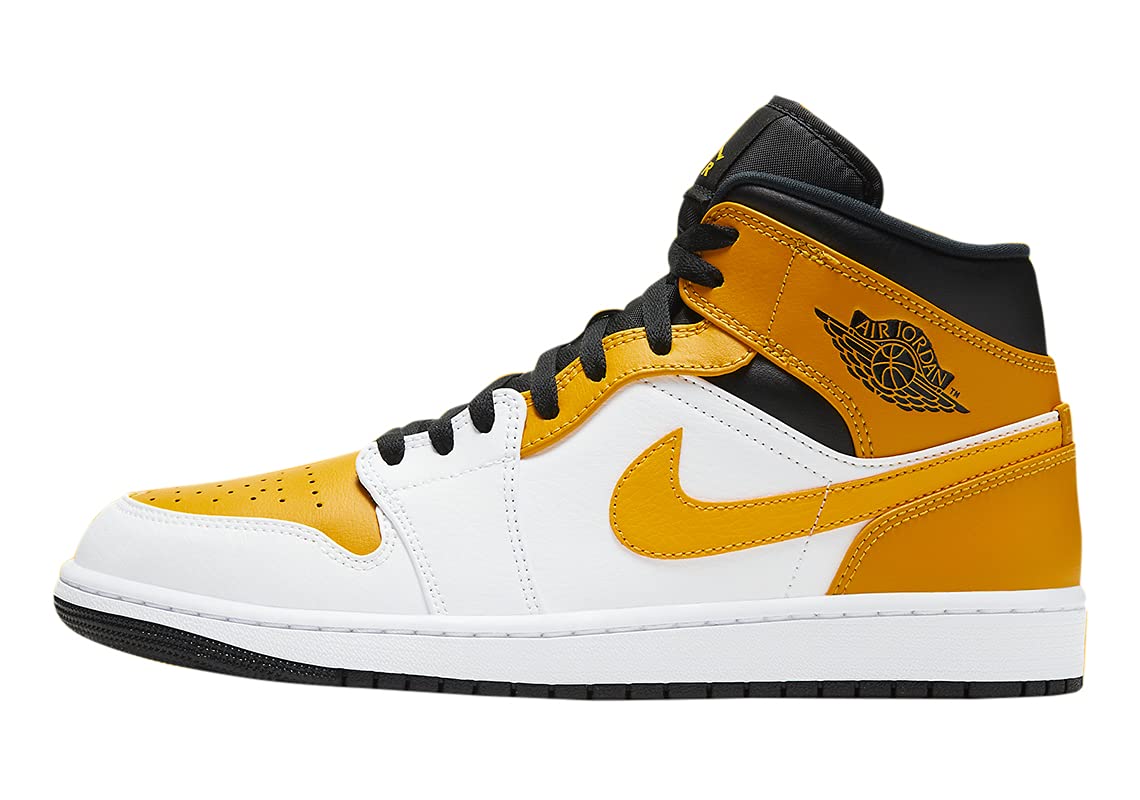 Jordan Men's Air Jordan 1 Mid Basketball Shoes - University Gold/Black-White (Size 9) | Retro Sneakers for Streetwear, Casual Outfits & Basketball Games