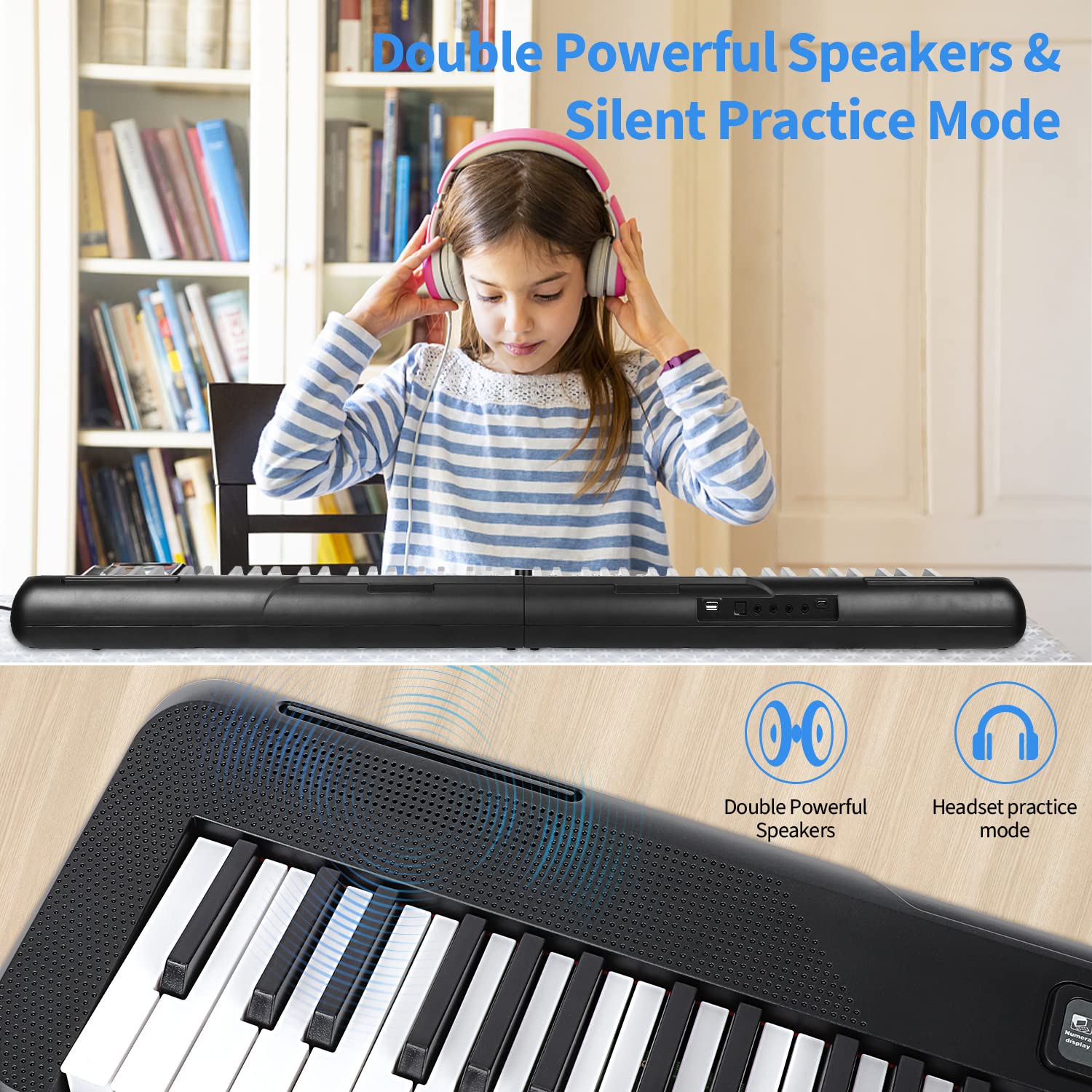 88-Key Digital Piano for Beginners - Full Size Semi-Weighted Keyboard with Sustain Pedal, Power Supply, Stand, Carrying Case & Headphones - Perfect for Home Practice, Music Lessons and Live Performances