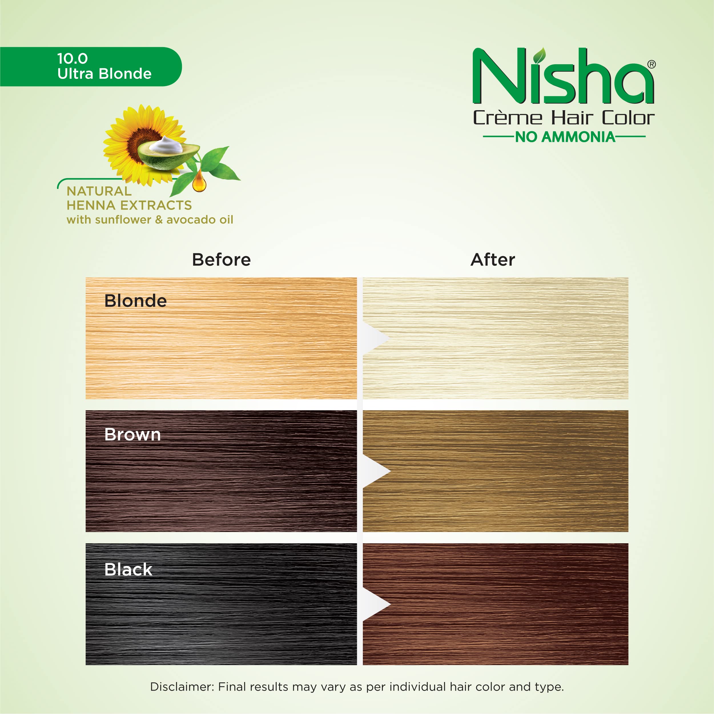 Nisha Creme Hair Color Ultra Blonde 150g (Pack of 3) - Permanent Hair Dye with Natural Henna Extracts, 100% Grey Coverage, Long-Lasting Color for Women & Men - Perfect for At-Home Salon Results & Touch-Ups