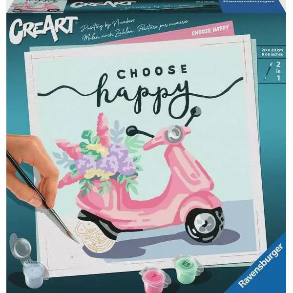 CreArt Choose Happy - Inspirational Wall Art Decor for Home & Office - Perfect for Living Room, Bedroom & Workspace Motivation