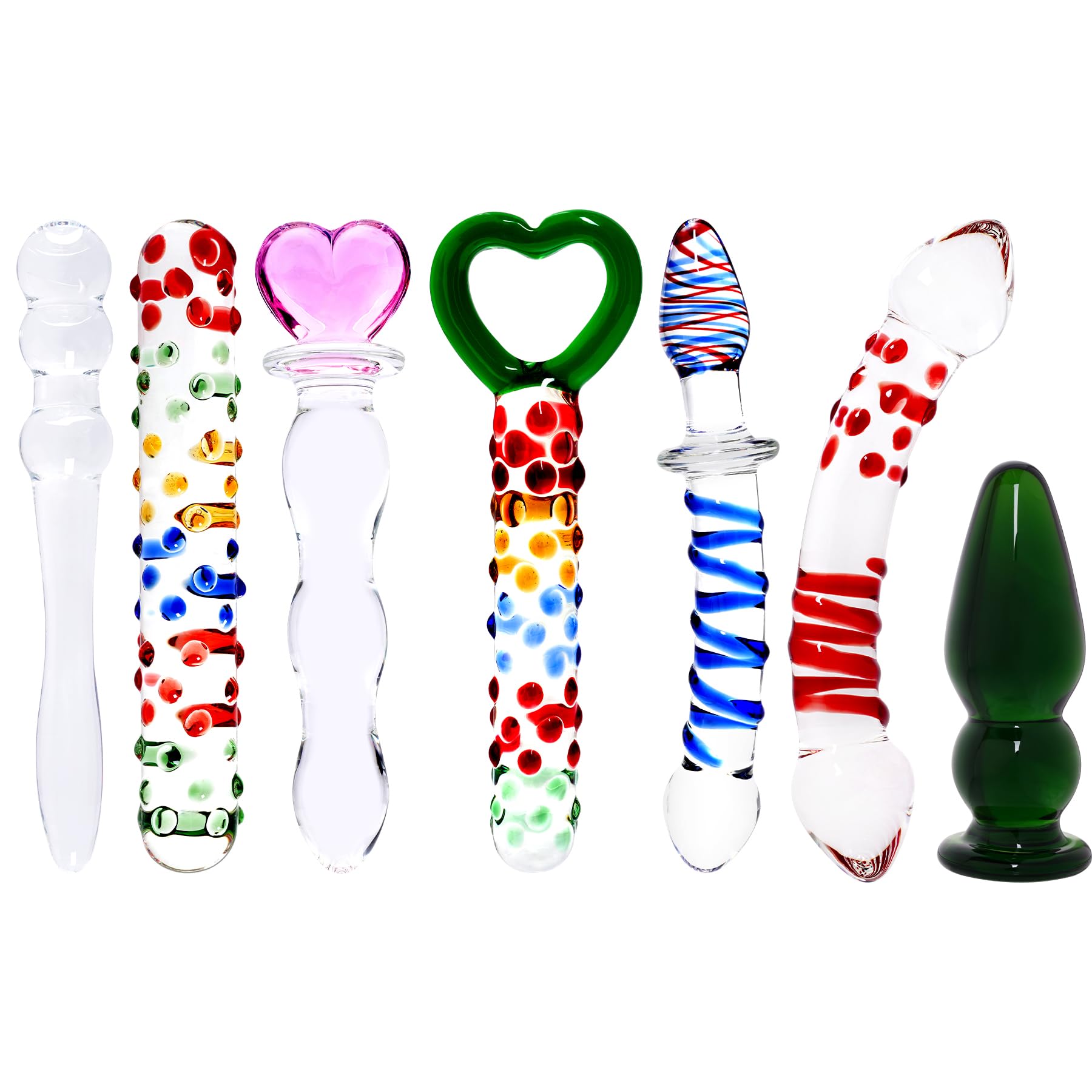 7 Types Crystal Glass Anal Plug Set - Unique Design Adult Sex Toy for G-Spot & Anal Stimulation - Premium SM Pleasure Products for Couples & Solo Play (Style 2)