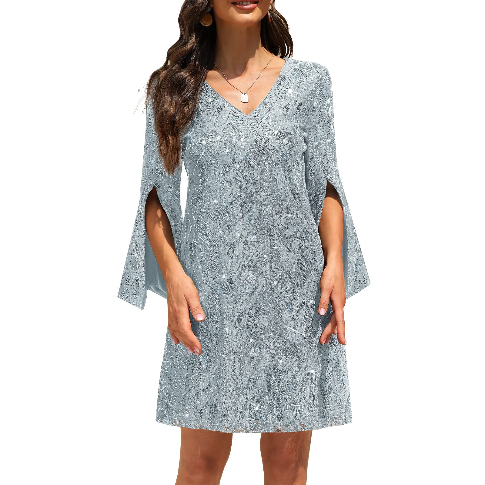 Elegant Women's Lace Sequin Cocktail Dress for Wedding Guest, Prom & Formal Events - Perfect for Parties, Evening Gala & Special Occasions