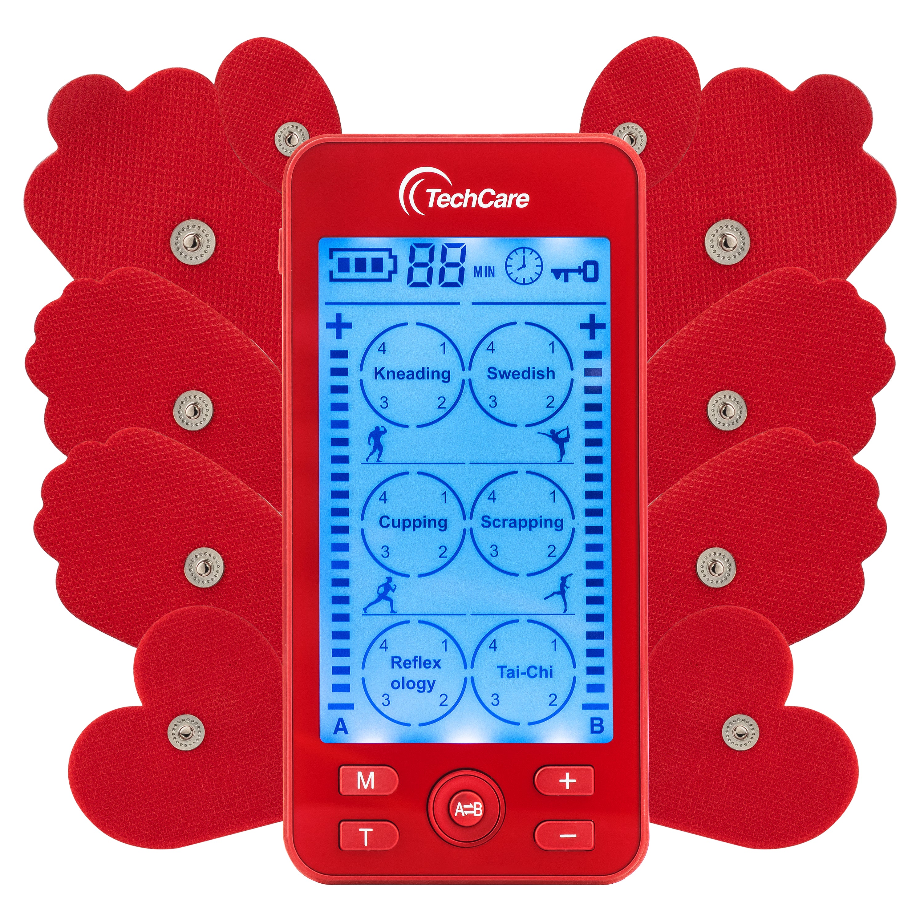 TENS Unit Muscle Stimulator for Pain Relief - 24 Massage Modes, Full Body EMS Massager with Lifetime Warranty (Red) - Perfect for Back Pain, Muscle Recovery & Relaxation at Home or Gym