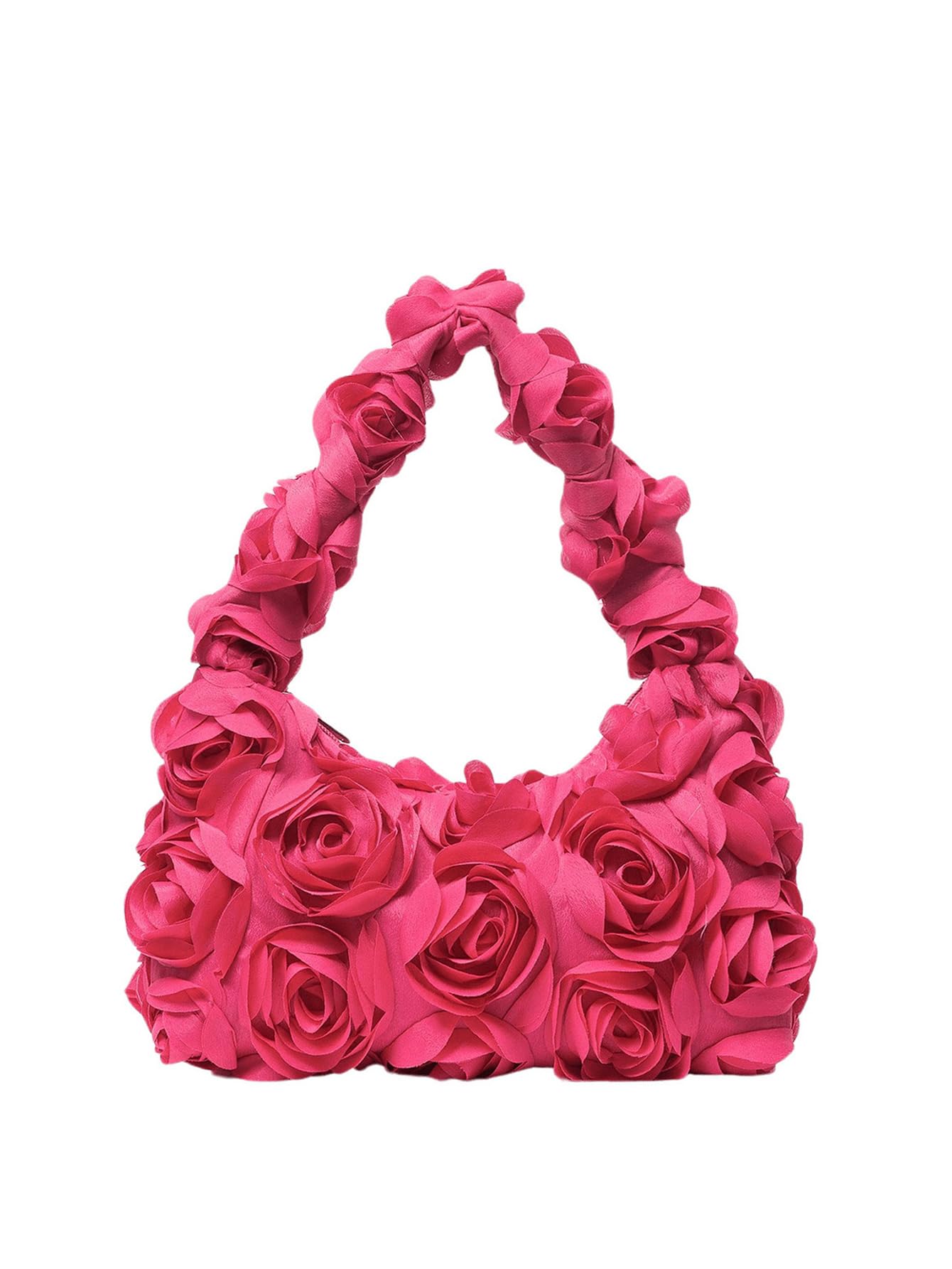 Verdusa Women's 3D Rose Applique Shoulder Bag Floral Hobo Handbag - Elegant Crossbody Purse for Daily Use, Work, Shopping & Date Night