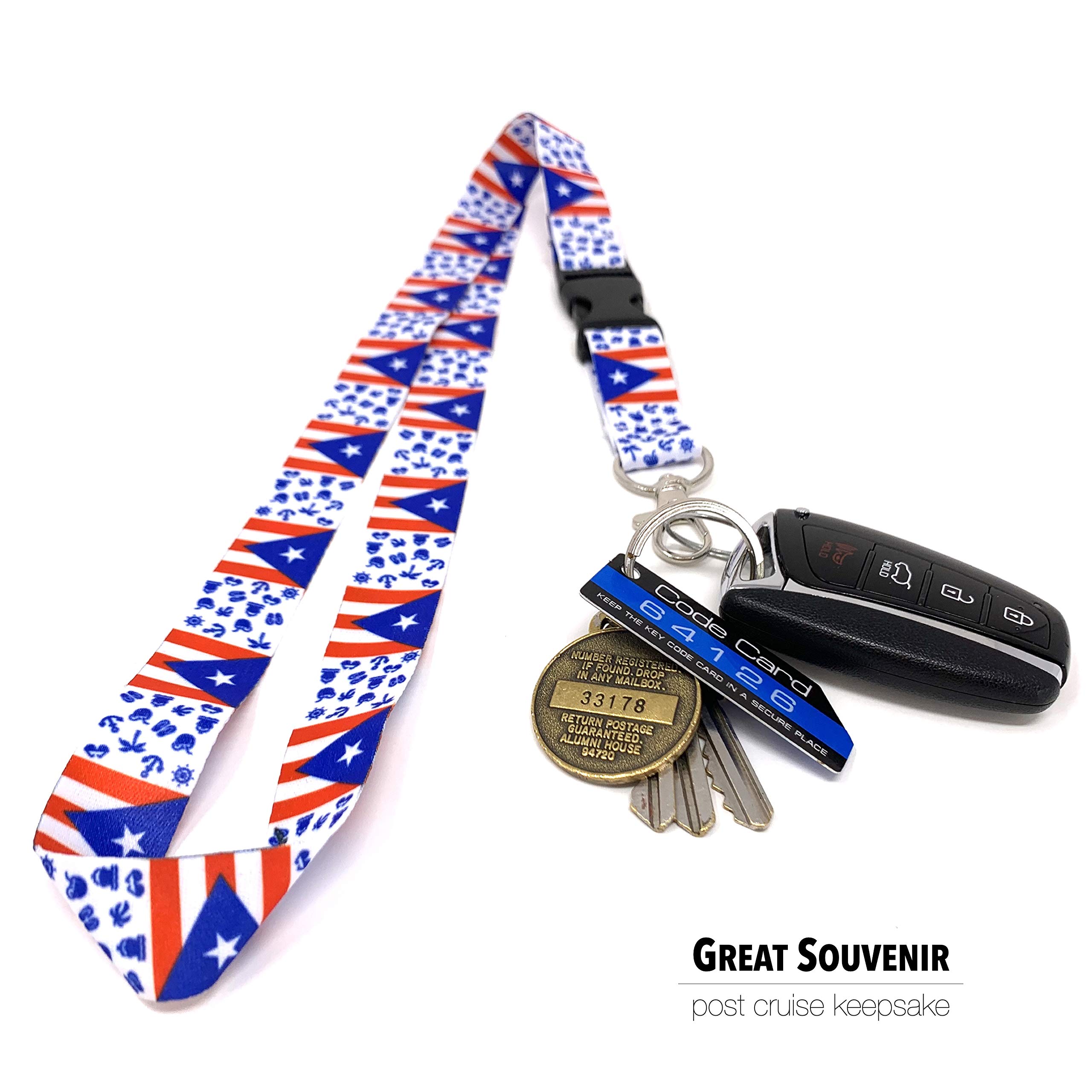 Puerto Rico Flag Lanyard [2-Pack] - ID Badge Holder with Key Ring & Retractable Reel - Durable Nylon Neck Strap for Cruises, Travel, Events & Work (2024-2025) - Perfect for Tourists, Employees & Students