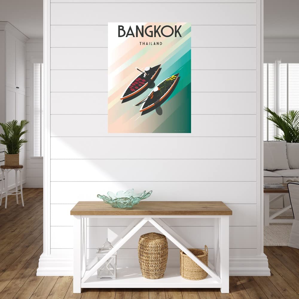 Omar Escalante Fine Art Canvas - Bangkok Thailand Wall Decor Painting for Living Room, Bedroom & Office - 32x43 Inch Ready to Hang - Perfect for Home, Dining Room & Guest House Decor