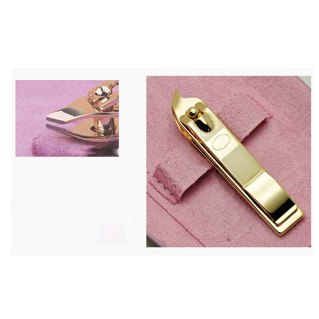 Premium 6-Piece Nail Clipper Set - Golden Stainless Steel Toenail & Fingernail Clippers with Portable Case | Professional Manicure Pedicure Tools for Home, Travel & Salon Use (Pink Gift Box)
