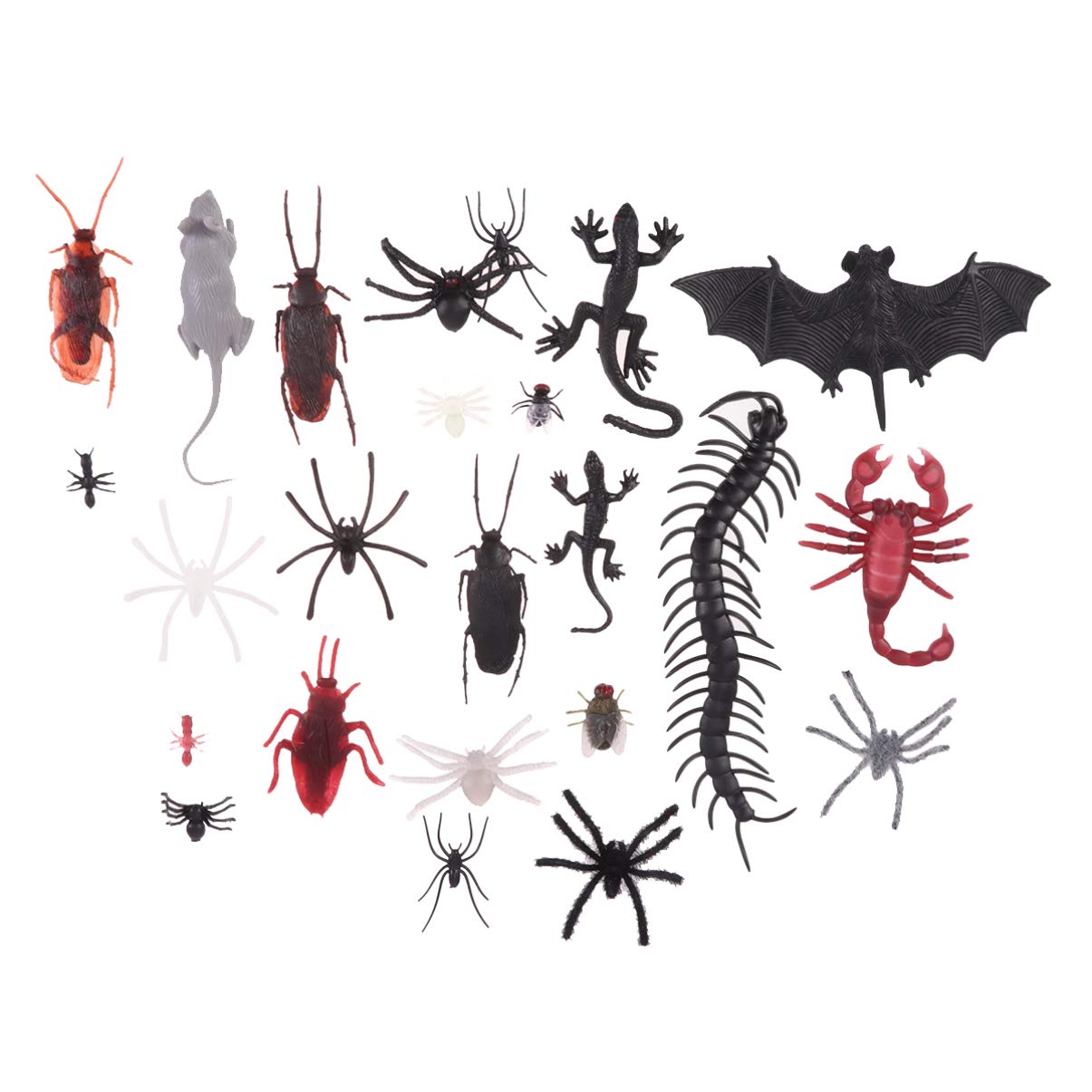 Zerodeko 88PCS Halloween Fake Animal Toys Set - Plastic Spiders, Bats & Scary Props for Prank, Party Favors & Gifts - Perfect for Halloween Decorations, Themed Parties & Practical Jokes