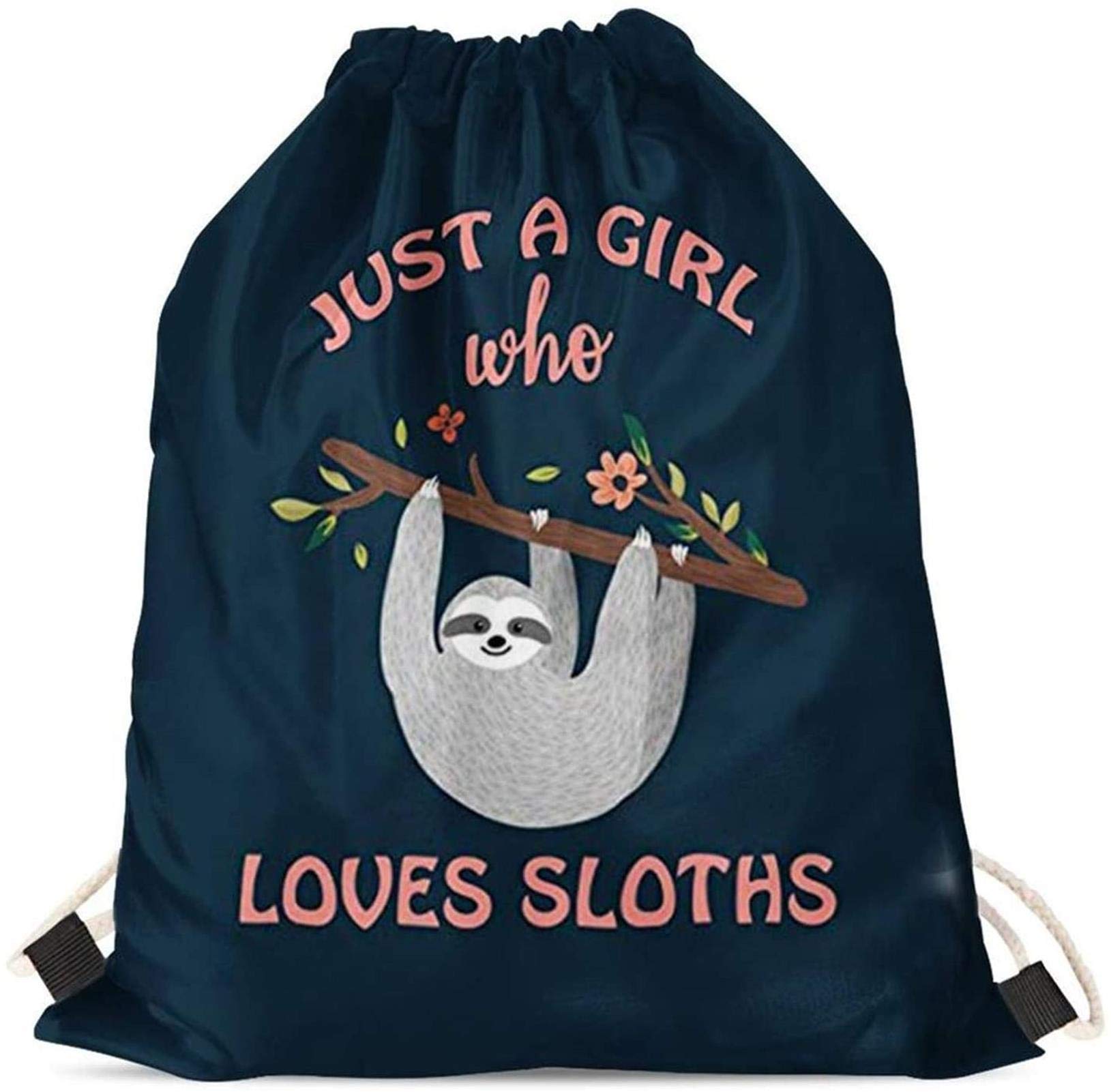 INSTANTARTS Kids Cute Sloth Drawstring Backpack - Lightweight School Bag for Boys & Girls, Gym Sackpack for Sports & Travel - Perfect Gift for Birthday & Parties