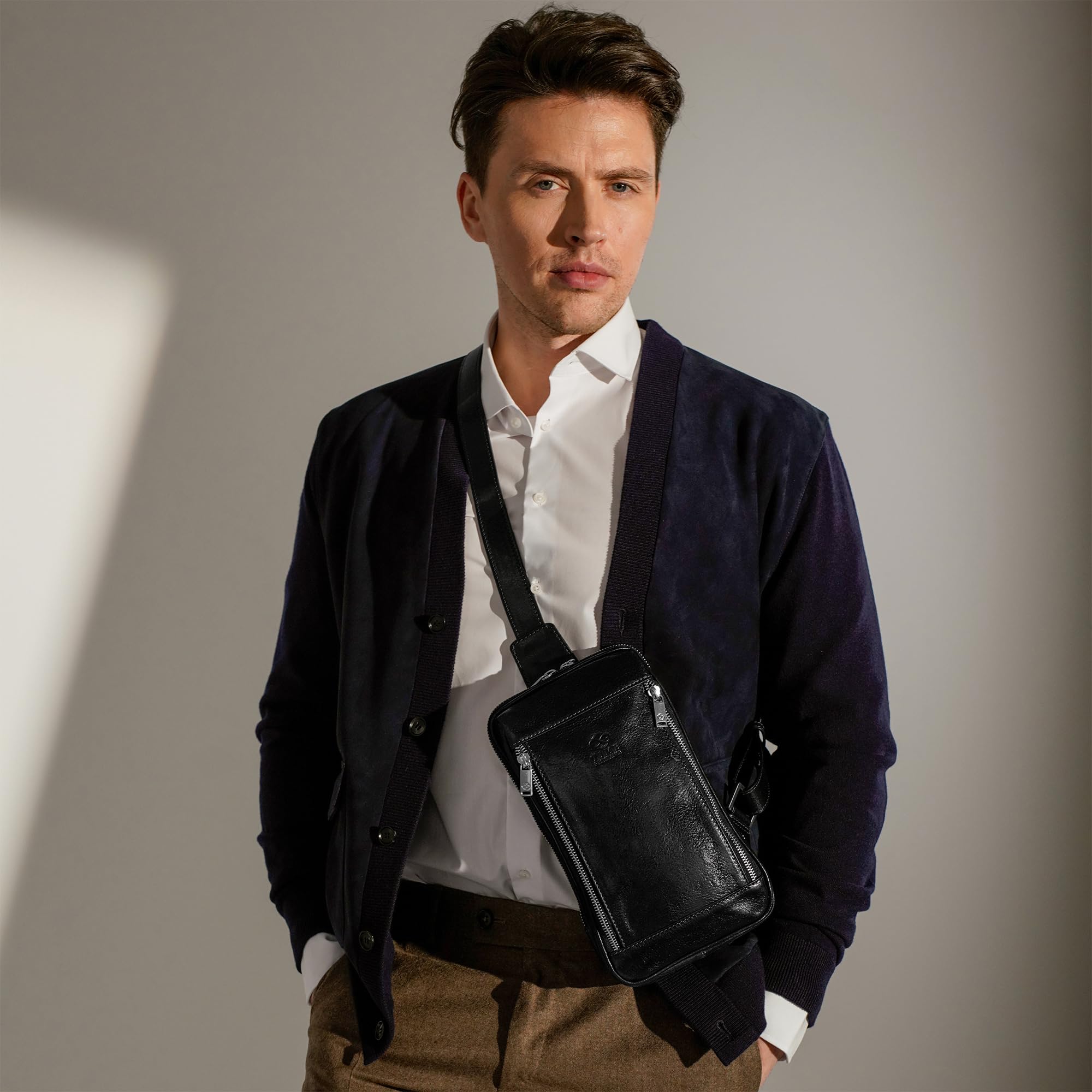 Premium Genuine Leather Crossbody Bag for Men & Women - Stylish Brown Sling Messenger Shoulder Bag - Handmade Durable Fashion Backpack - Perfect for Travel, Work & Daily Use
