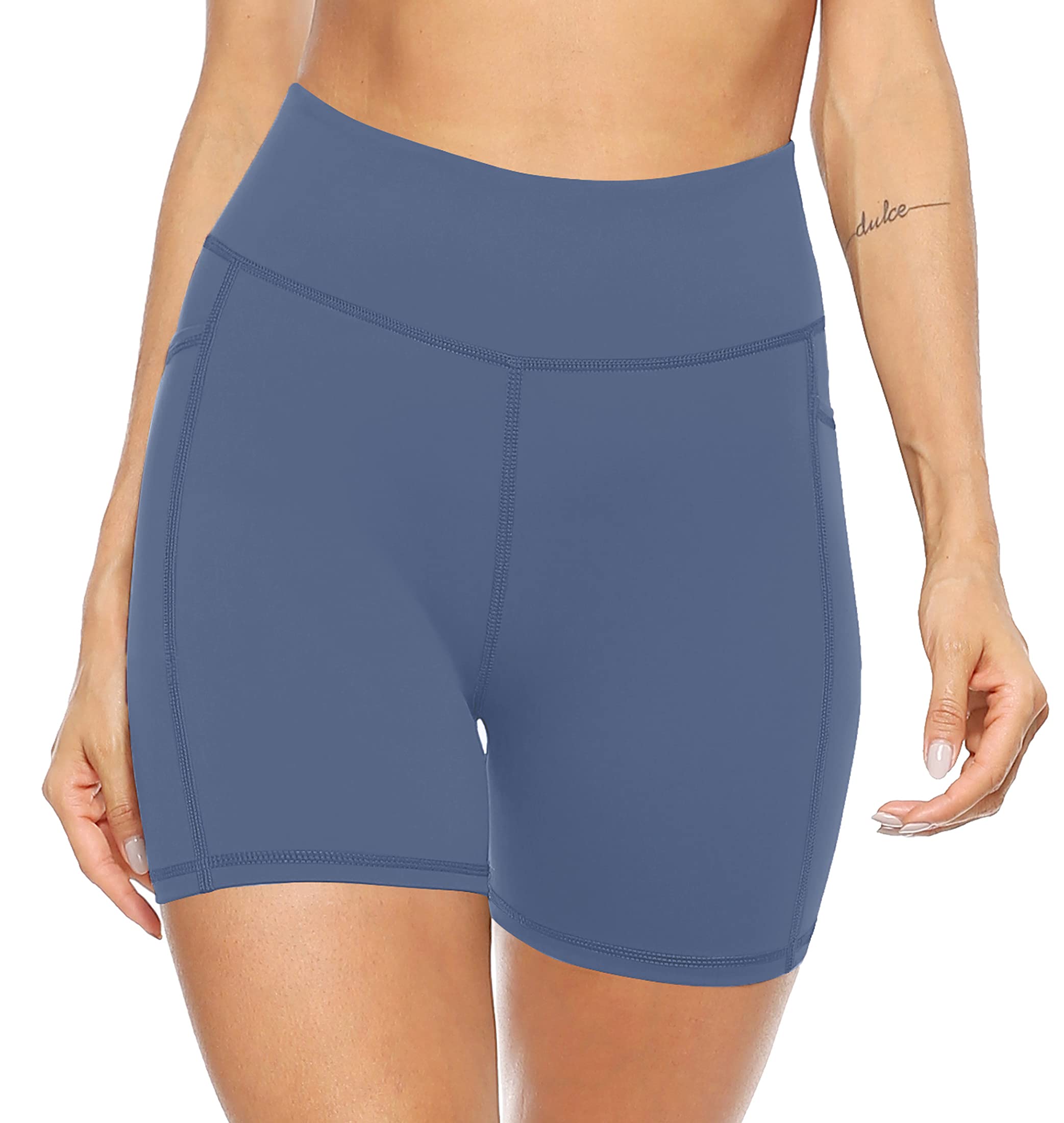 AFITNE Women's High Waist Biker Shorts with Pockets - Tummy Control Workout Shorts for Running, Yoga & Gym - Breathable Athletic Compression Shorts for Women - Perfect for Fitness, Cycling & Lounge Wear