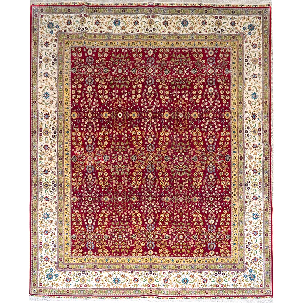 Handmade Silk Yilong Carpet 8x10ft Floral Tabriz Rug - Luxury Persian Style Area Rug for Living Room, Bedroom & Dining Room - Premium Red Oriental Carpet for Home Decor & Interior Design