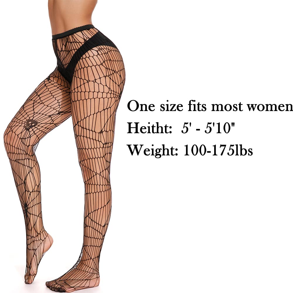 Sexy High Waisted Fishnet Stockings for Women - Stretchy Wide Mesh Tights for Cosplay, Halloween, Burlesque & Night Out