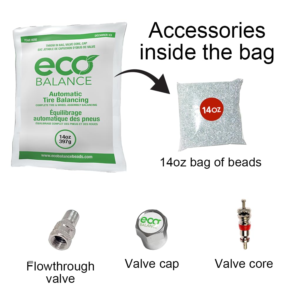 **ECO Balance 14-EB12 Centrifugal Force Tire/Wheel Balancing Beads – 12 Pack (14oz Each) for Off-Road Vehicles & Light Duty Trucks – Includes 12 Valve Caps & Cores – Perfect for Smooth Rides on Rough Terrains**