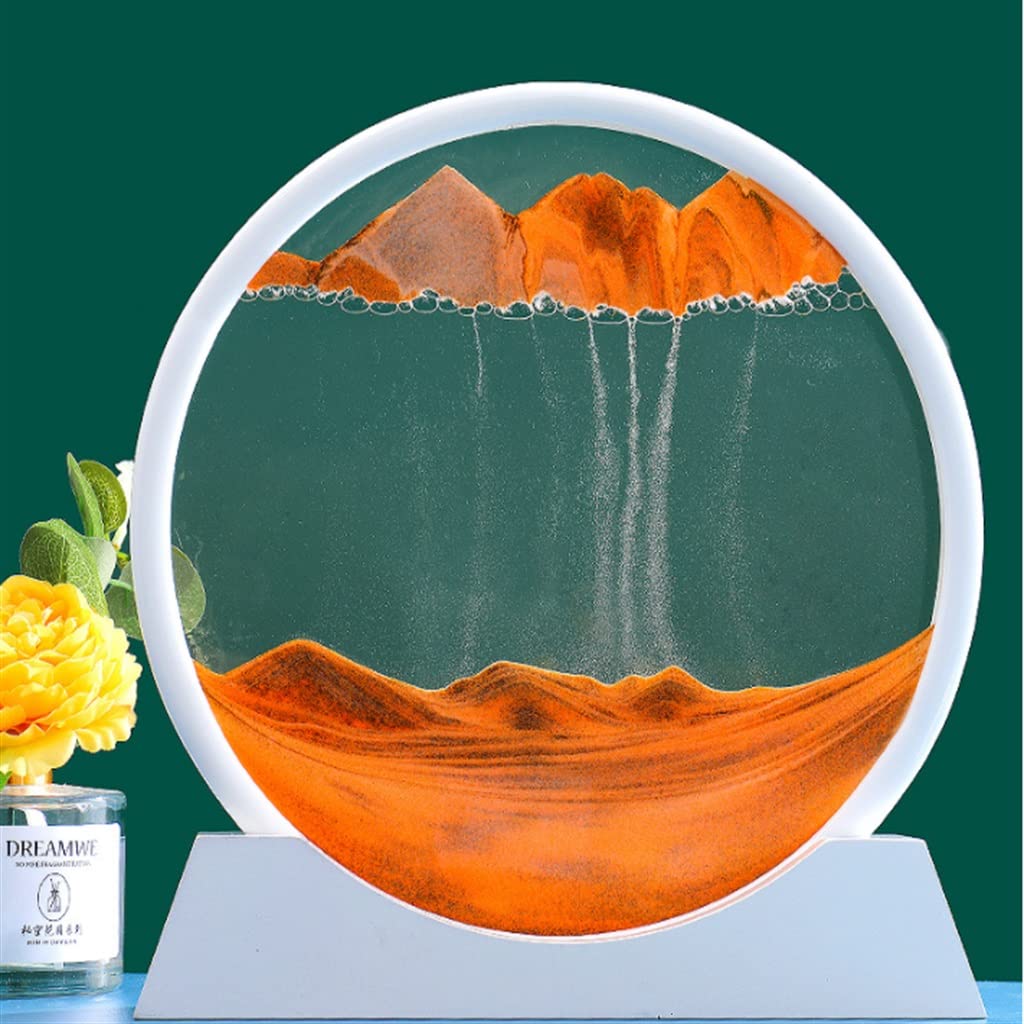 Glass Sandscape Hourglass Table Lamp - Moving Sand Art Picture with White Frame, Round Home & Desktop Decoration, Quicksand Sand Painting - Perfect for Living Room, Bedroom, Office Relaxation (Color: A, Size: 1pc)